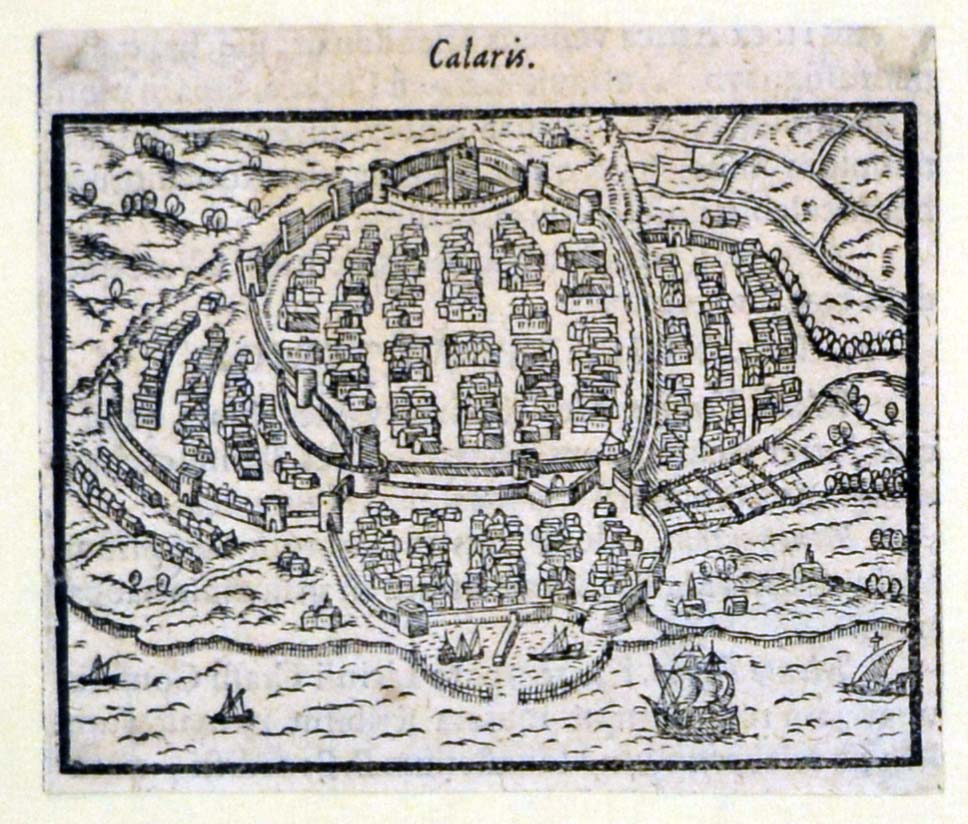 pianta della città e del porto di Cagliari (stampa tagliata) - ambito tedesco (metà sec. XVI)