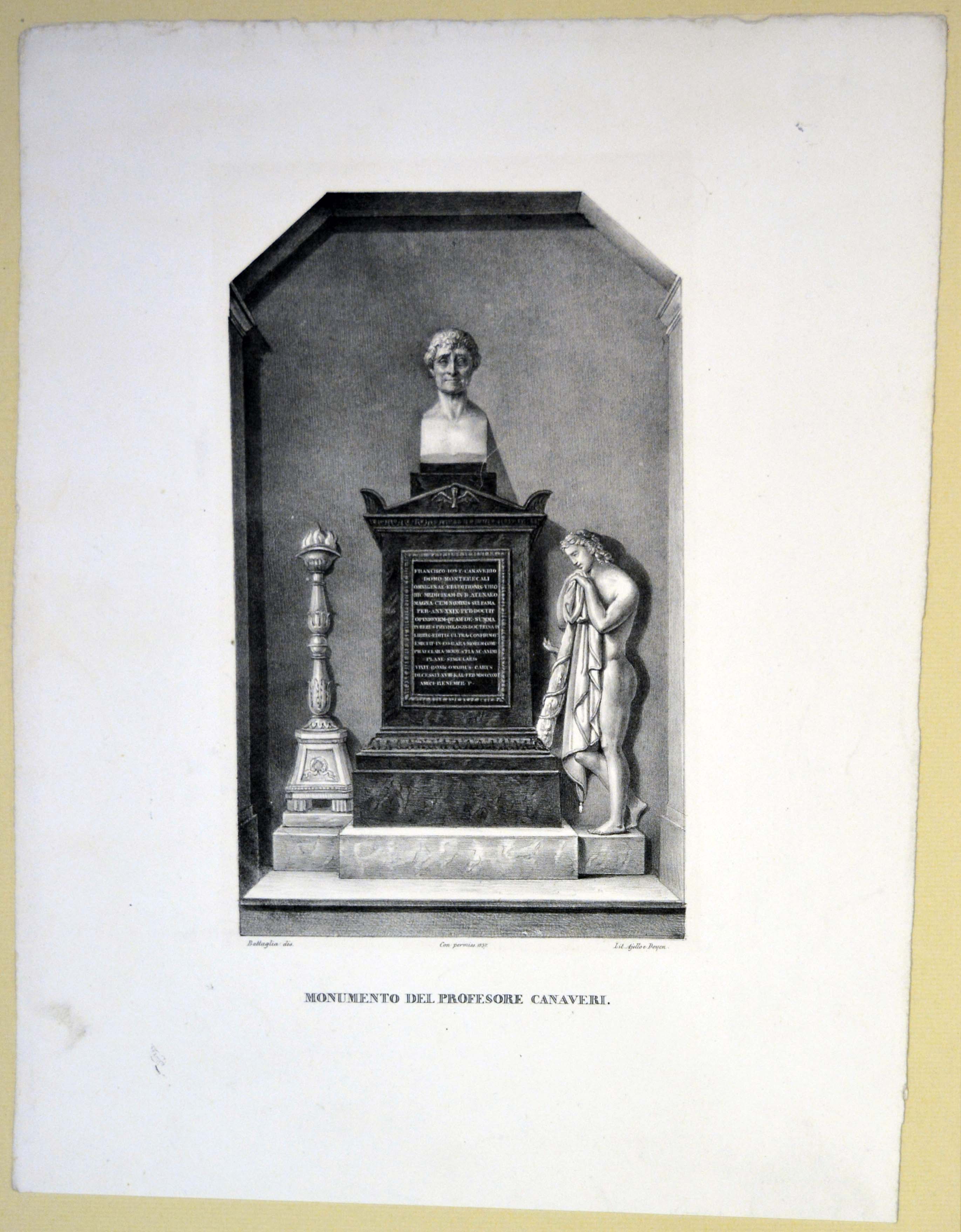 monumento funebre del professore Francesco Canaveri (stampa) di Battaglia (secondo quarto sec. XIX)