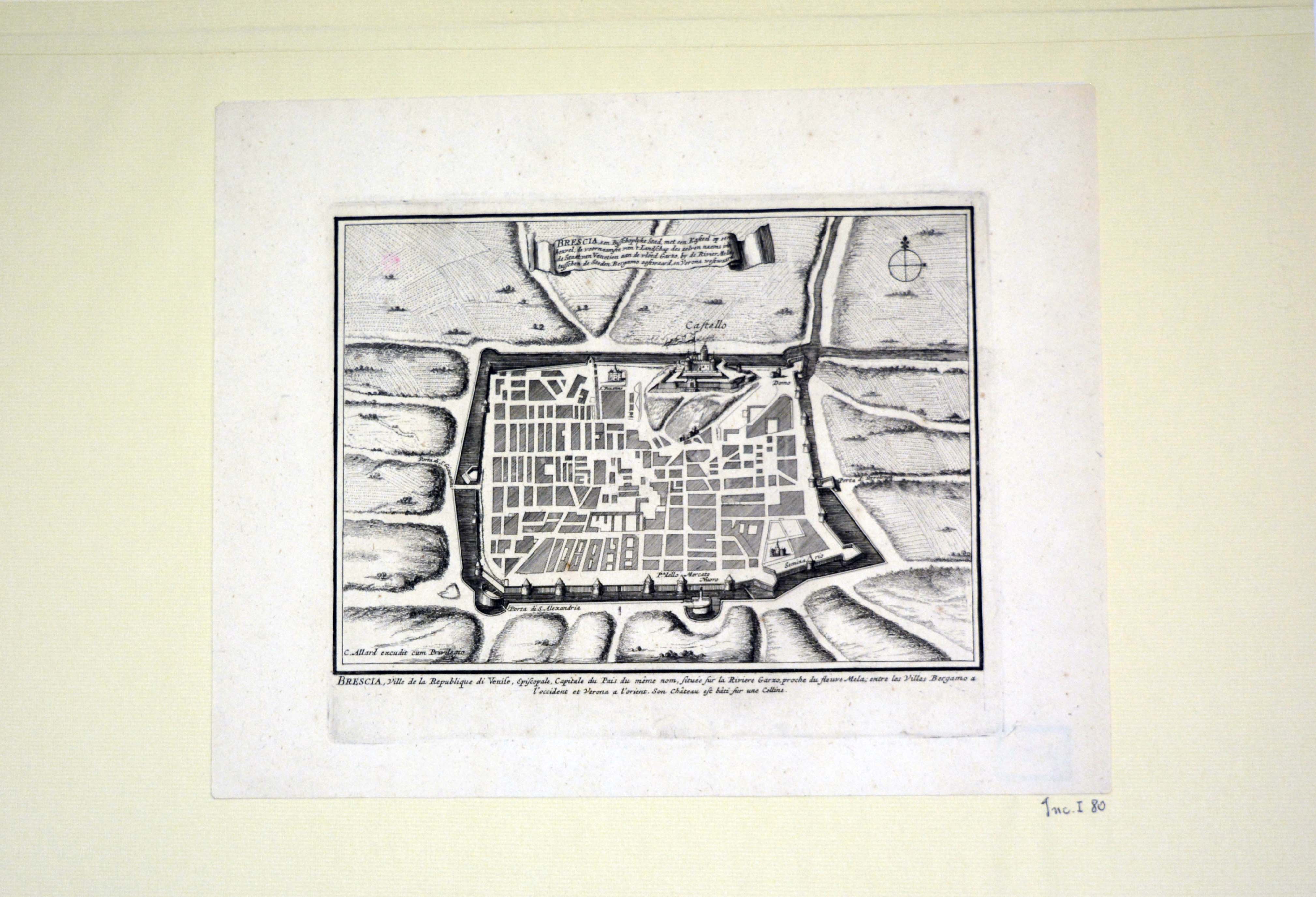 pianta topografica della città di Brescia (stampa) di Allard Carel (fine/ inizio secc. XVII/ XVIII)