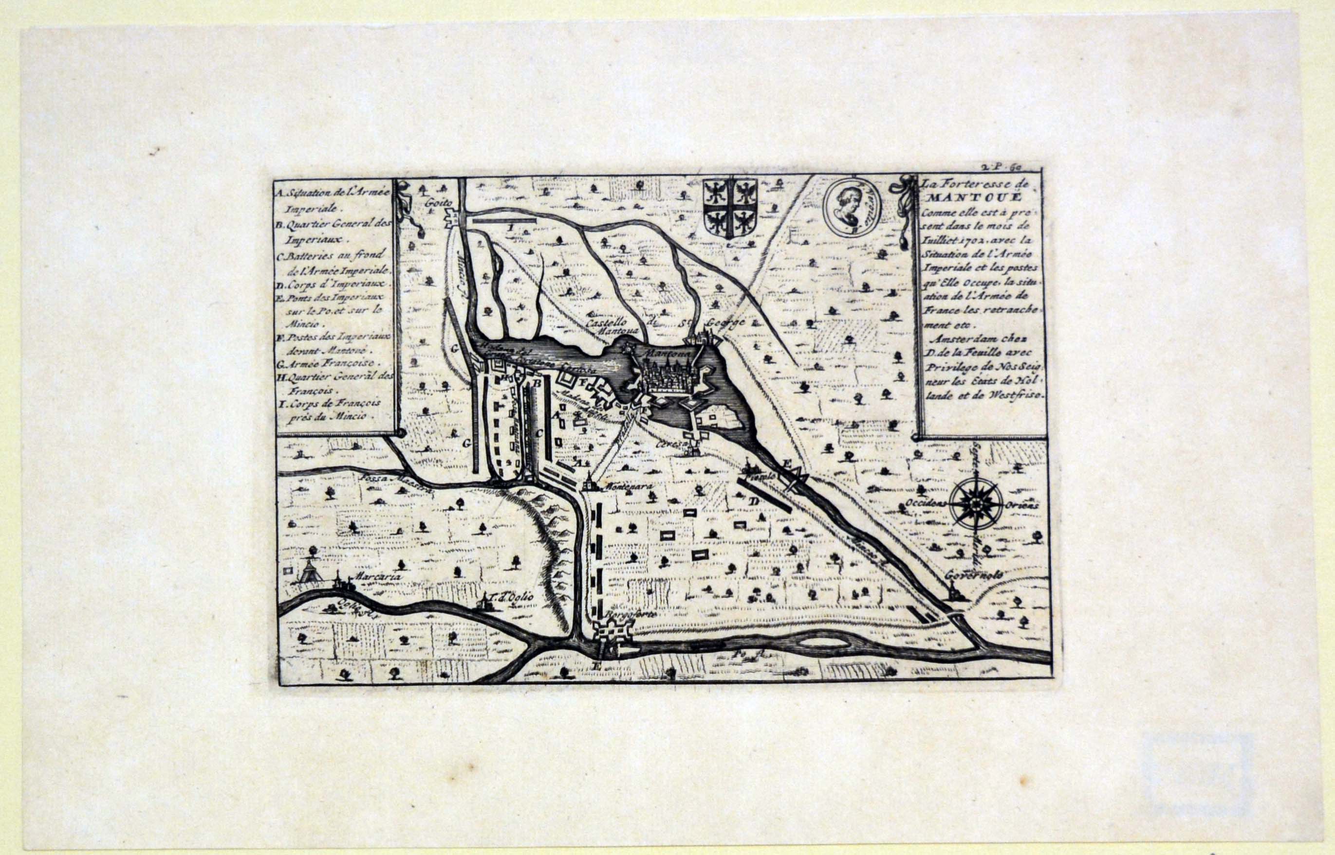 pianta topografica di Mantova e del suo territorio (stampa) di La Feuille Daniel : de (inizio sec. XVIII)