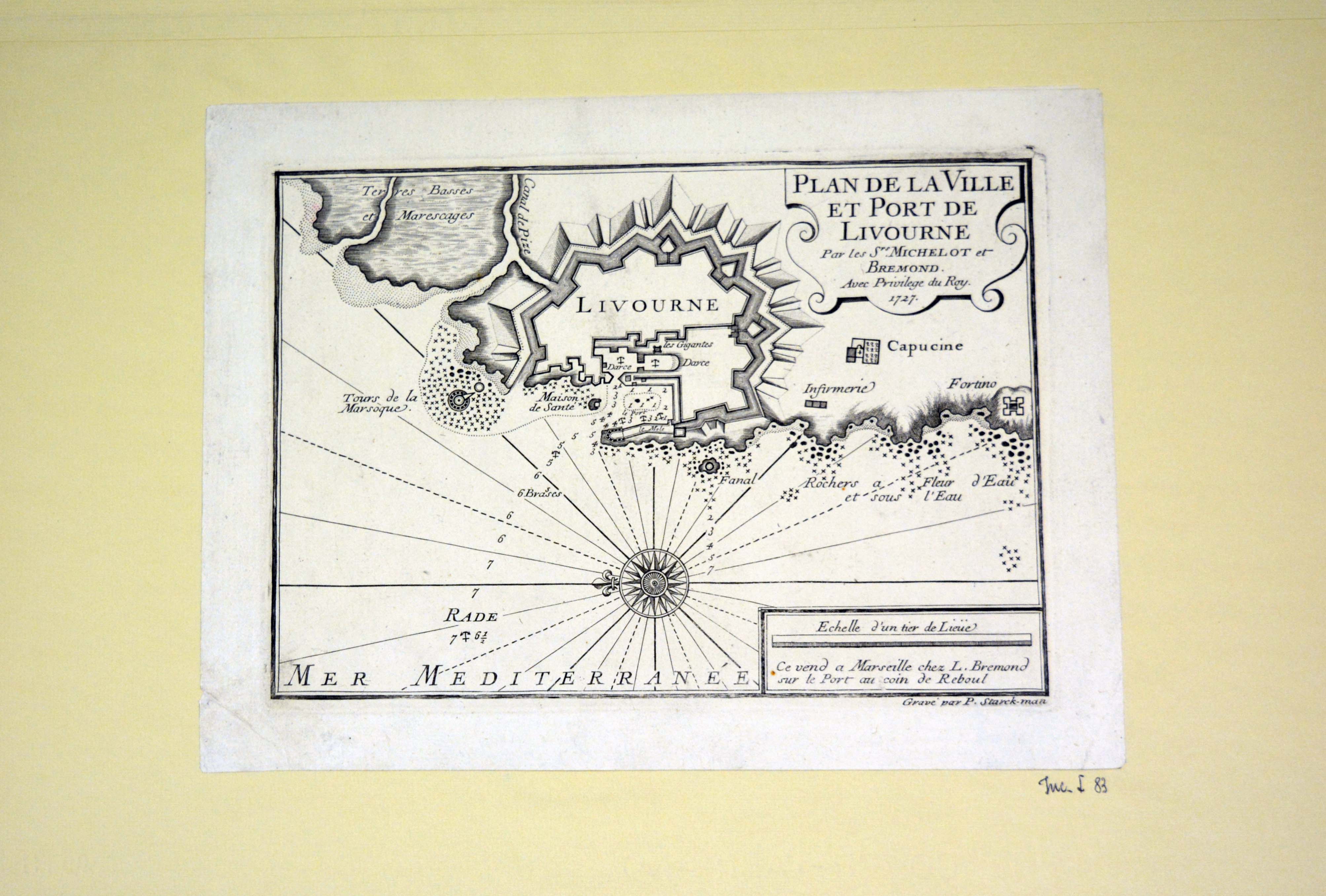 pianta topografica della città e del porto di Livorno (stampa) di Starckman P (secondo quarto sec. XVIII)