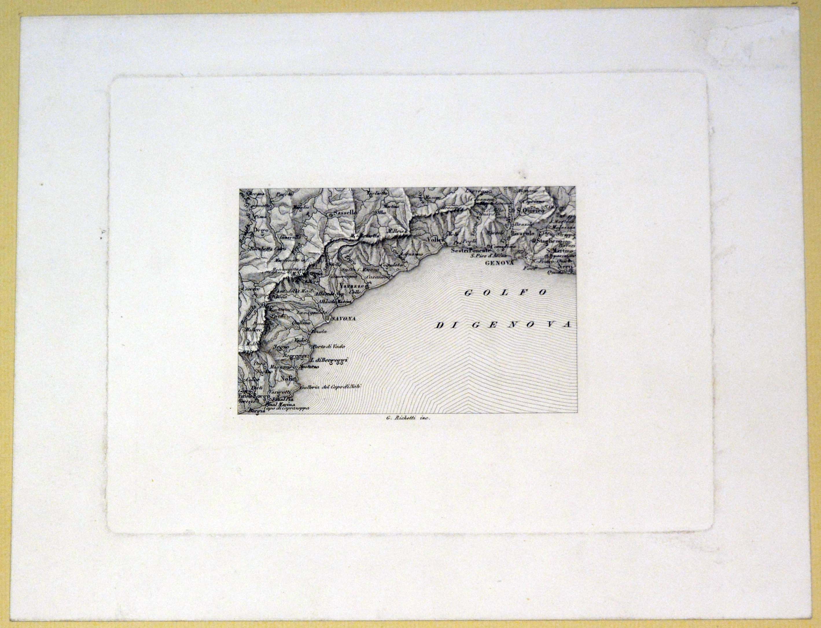 carta geografica del Golfo di Genova (stampa) di Richetti Giovanni (metà sec. XIX)
