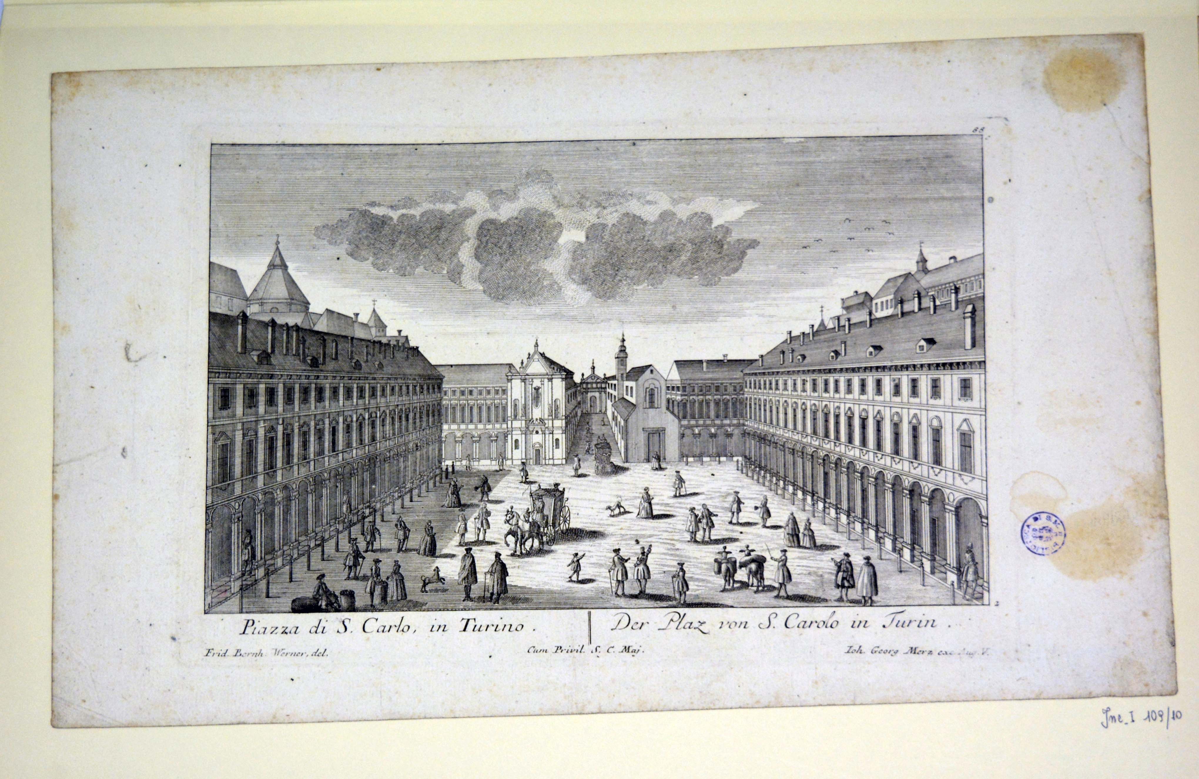 veduta prospettica di piazza San Carlo in Torino (stampa) di Werner Friedrich Bernhard, Merz Johann Georg (secondo quarto sec. XVIII)