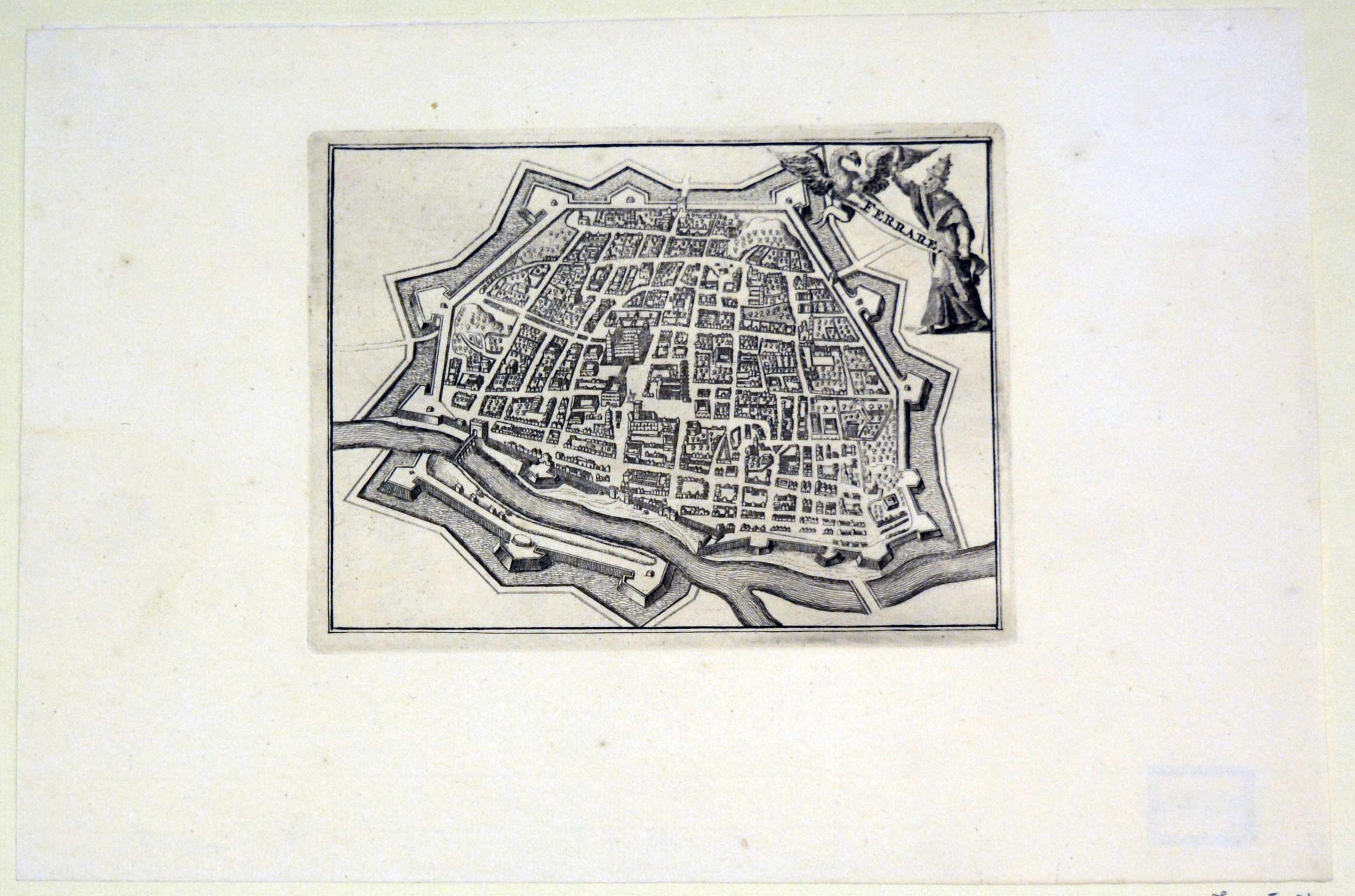 pianta topografica della città di Ferrara (stampa) - ambito olandese (primo quarto sec. XVIII)