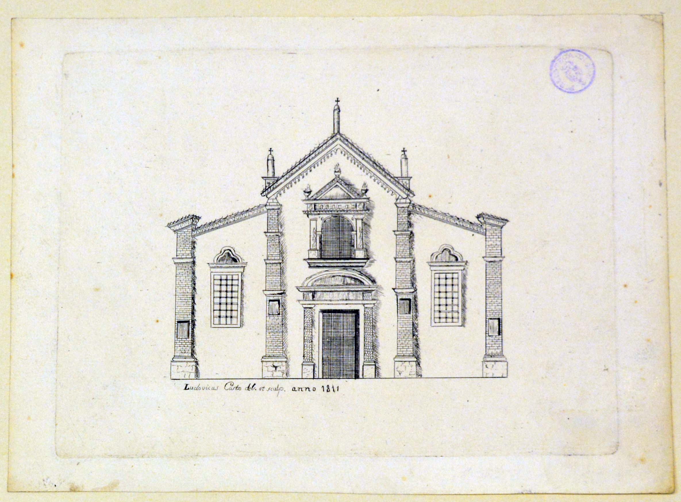 Prospetto di Chiesa, facciata di chiesa (stampa) di Casto Ludovico (primo quarto sec. XIX)