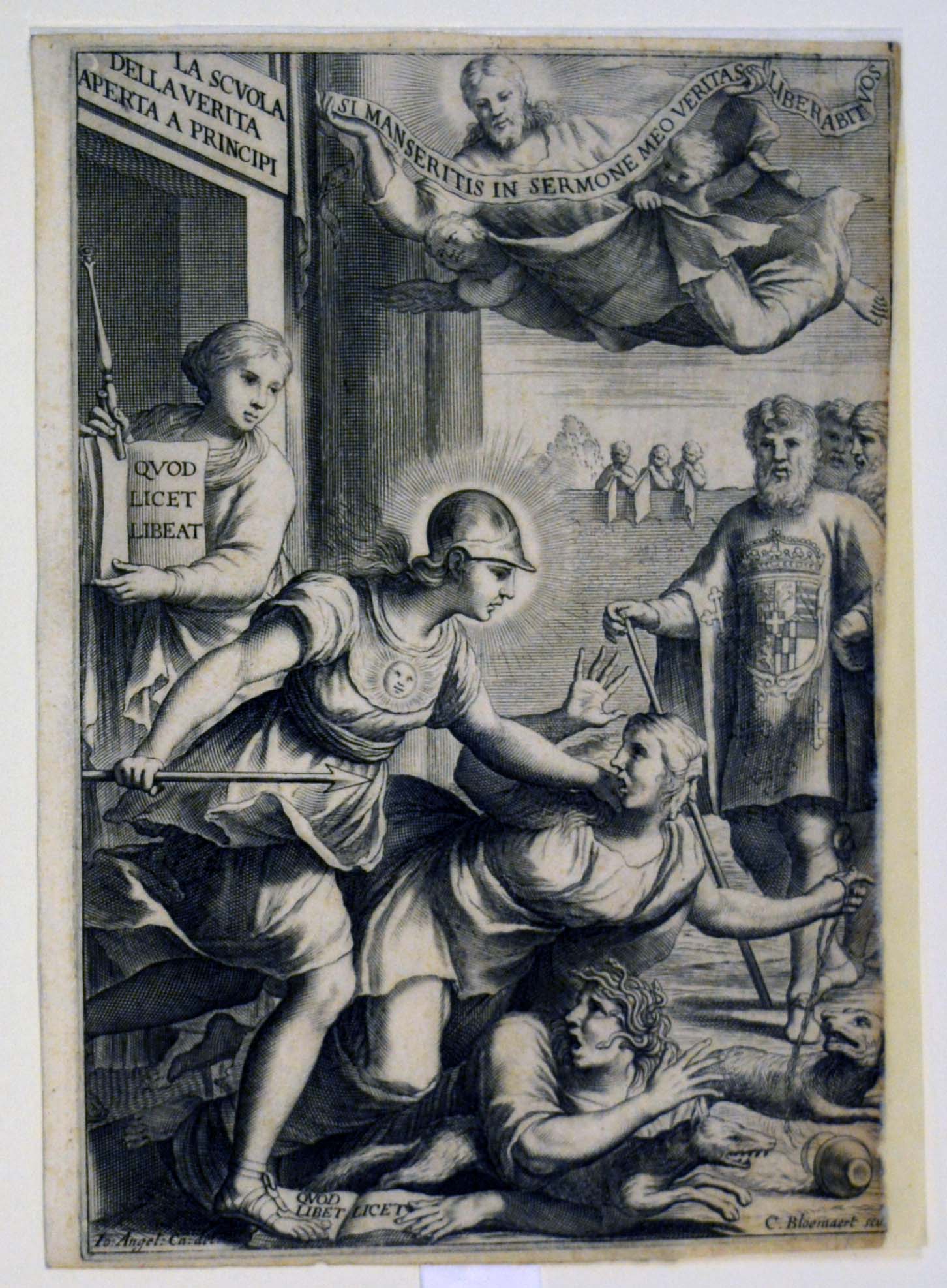 Tavola allegorica con diverse massime, allegoria morale (stampa tagliata) di Bloemaert Cornelis il Giovane (metà sec. XVII)