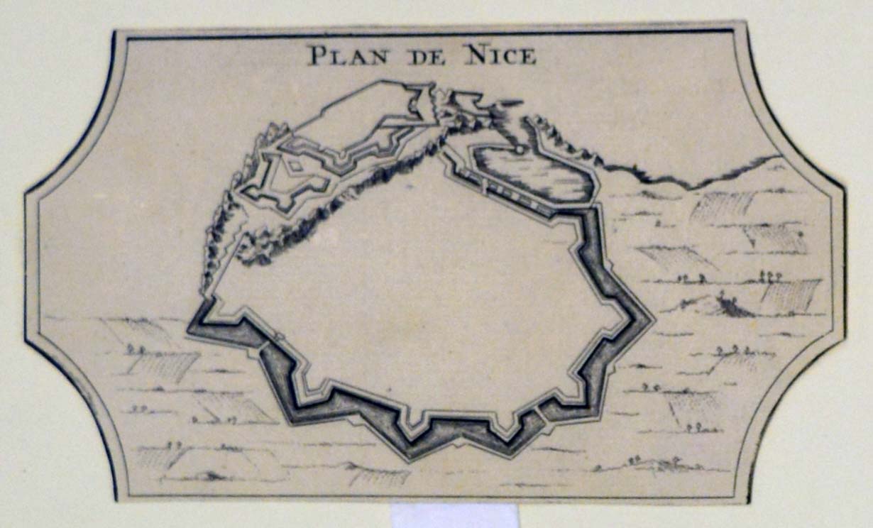 pianta topografica della città di Nizza (stampa tagliata) - ambito piemontese (prima metà sec. XVIII)