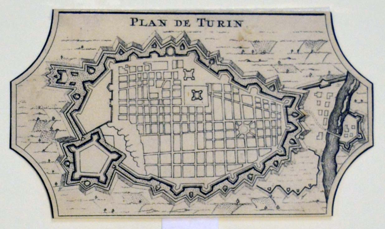 pianta topografica della città di Torino (stampa tagliata) - ambito piemontese (prima metà sec. XVIII)