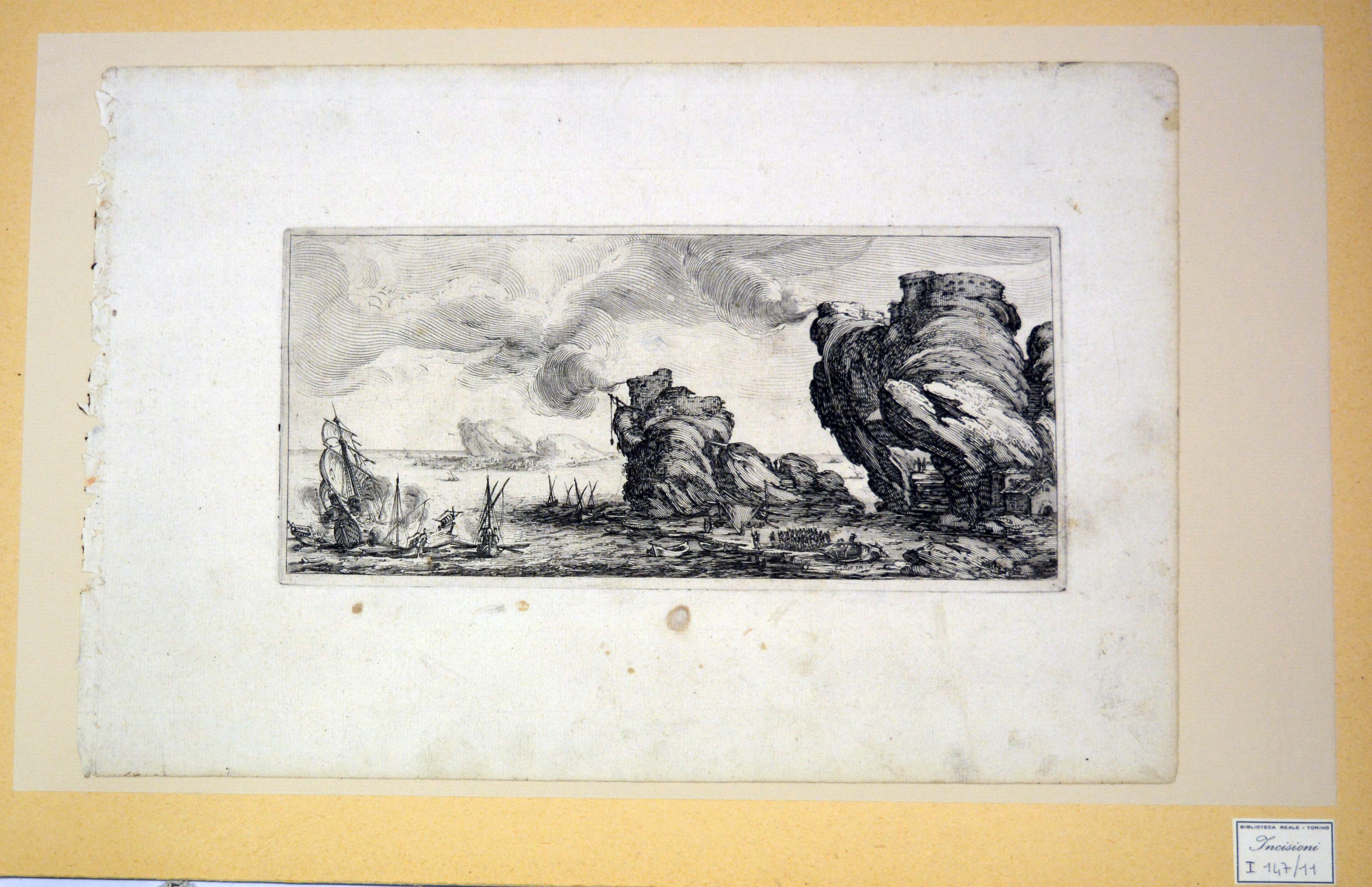 Il combattimento navale, il combattimento navale (stampa) di Callot Jacques (primo quarto sec. XVII)