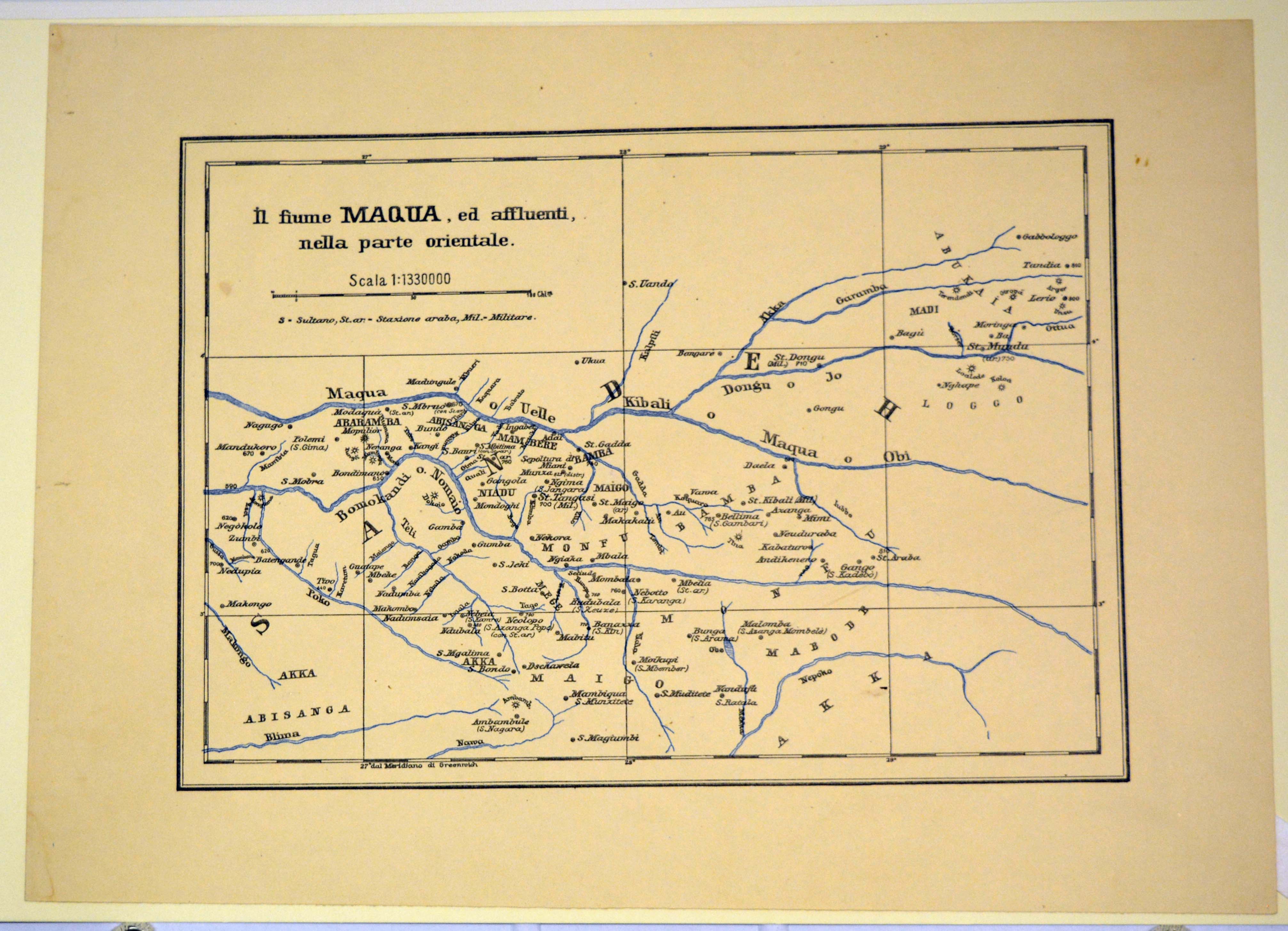 pianta del fiume Maqua e suoi affluenti, nella parte orientale (stampa) - ambito italiano (sec. XIX)