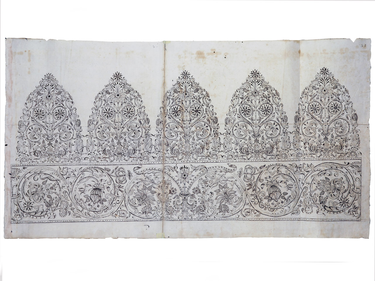modello per merletto (disegno) di Samarco Giovanni Alfonso (attribuito) (sec. XVII)
