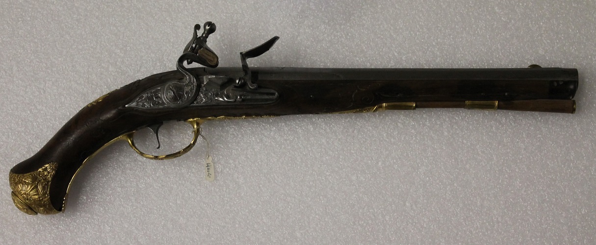 pistola a pietra focaia di George Ignatius Staudinger - produzione tedesca (secondo quarto XVIII sec)