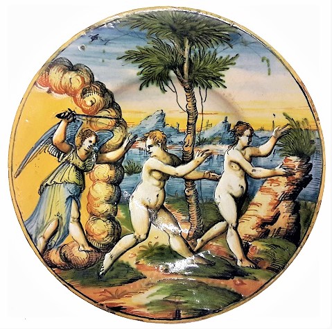 piatto di "Pittore di Zenobia" (bottega) - manifattura di Pesaro (terzo quarto XVI)