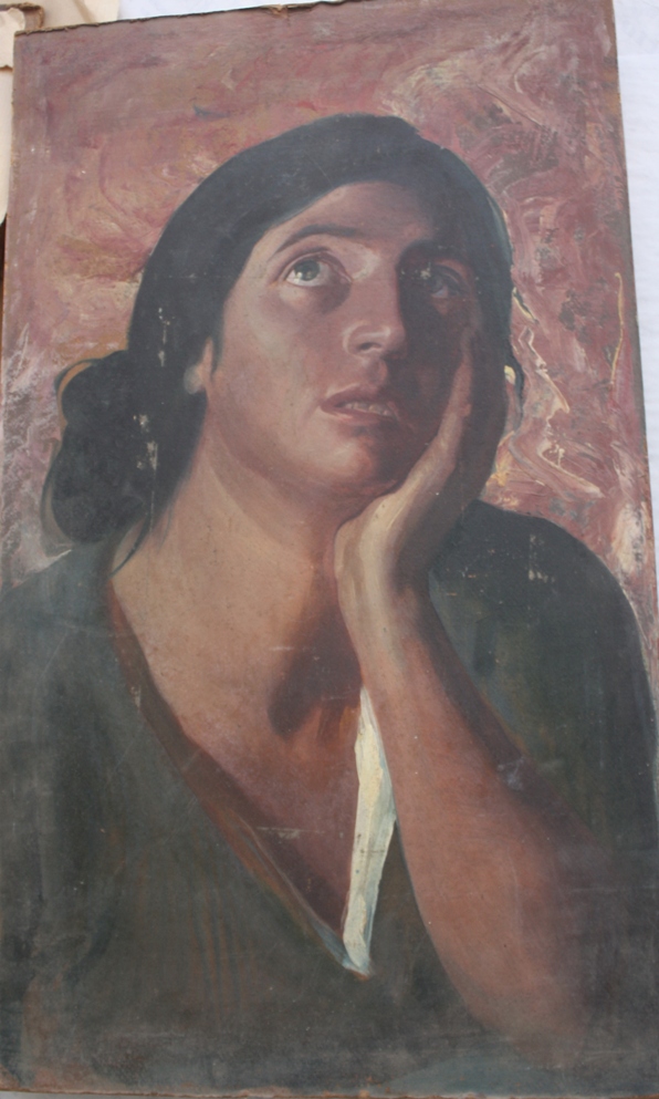 Ritratto della moglie, ritratto femminile (dipinto, opera isolata) di Tarquini Sabatino (attribuito) (prima metà XX)
