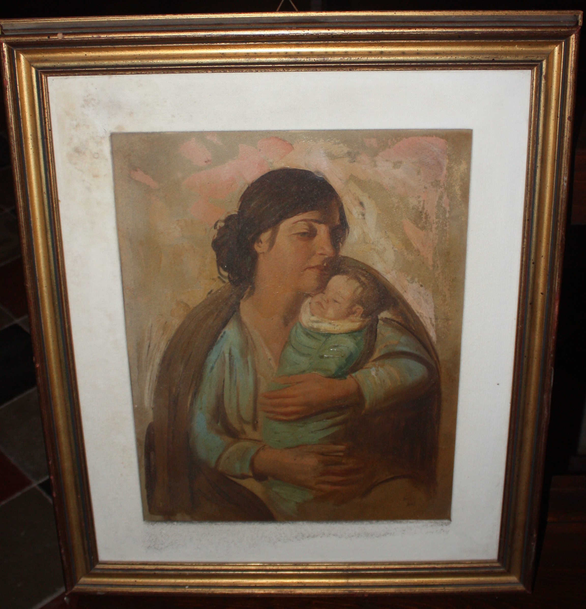 Natività, figura di donna con bambino (dipinto, opera isolata) di Tarquini Sabatino (attribuito) (primo quarto XX)