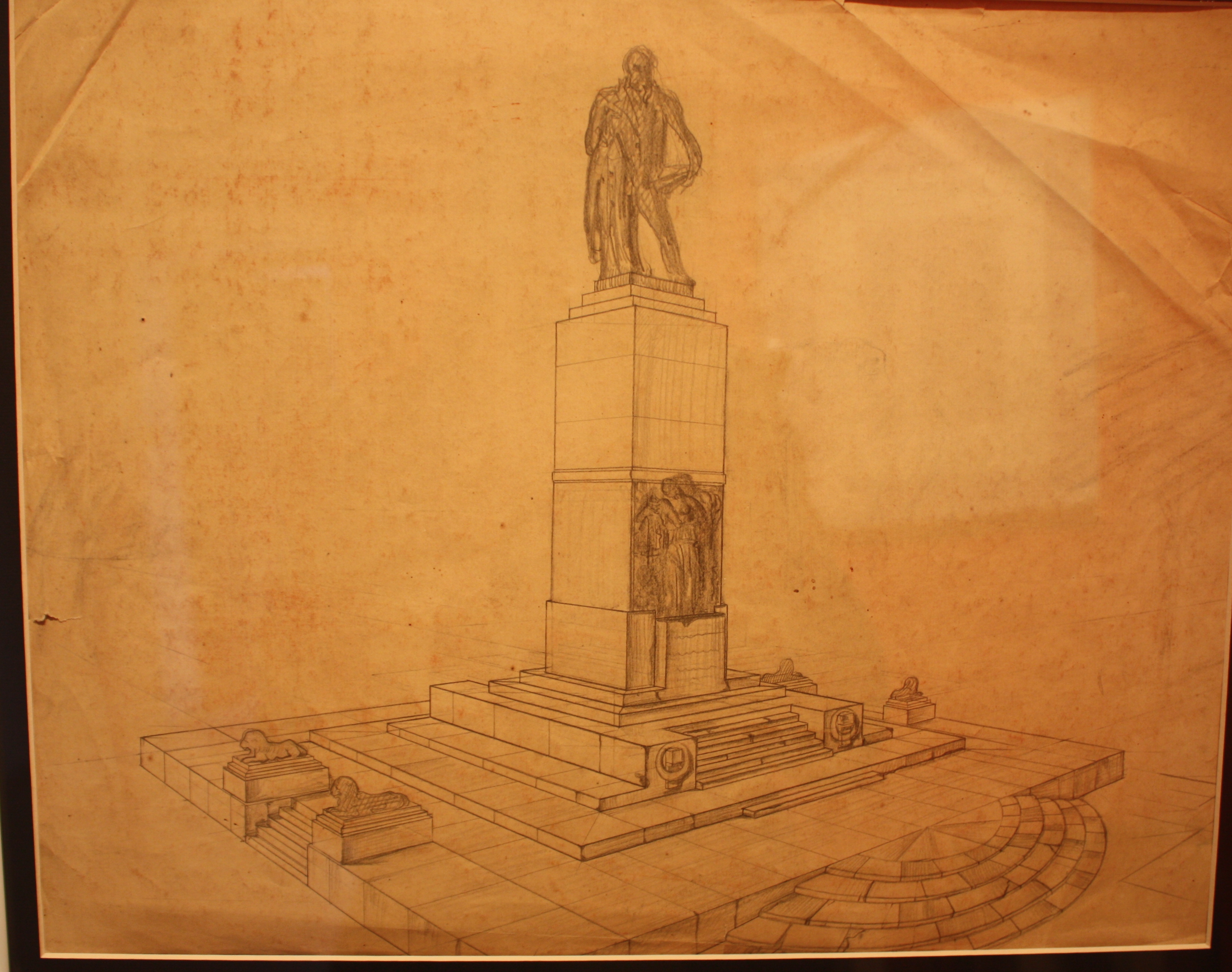 bozzetto preparatorio per il monumento commemorativo a Teofilo Patini, progetto di monumento (disegno preparatorio, opera isolata) di Tarquini Sabatino (attribuito) (prima metà XX)