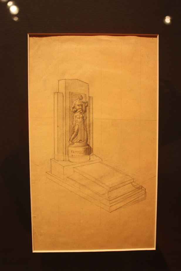 Bozzetto per monumento funebre, studio di monumento funebre (disegno preparatorio, opera isolata) di Tarquini Sabatino (attribuito) (prima metà XX)