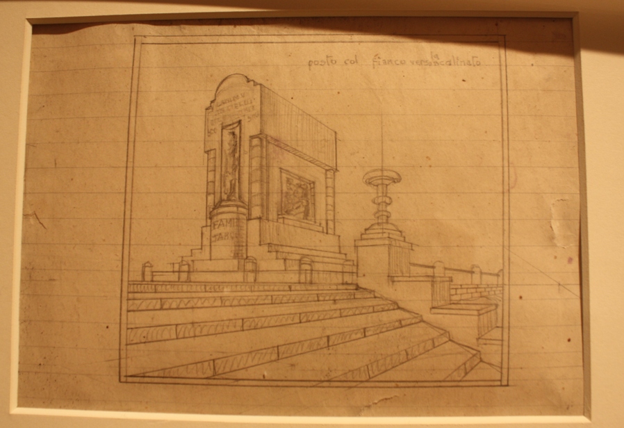 Bozzetto per la tomba della famiglia Tarquini, studio per monumento funebre (disegno preparatorio, opera isolata) di Tarquini Sabatino (attribuito) (secondo quarto XX)