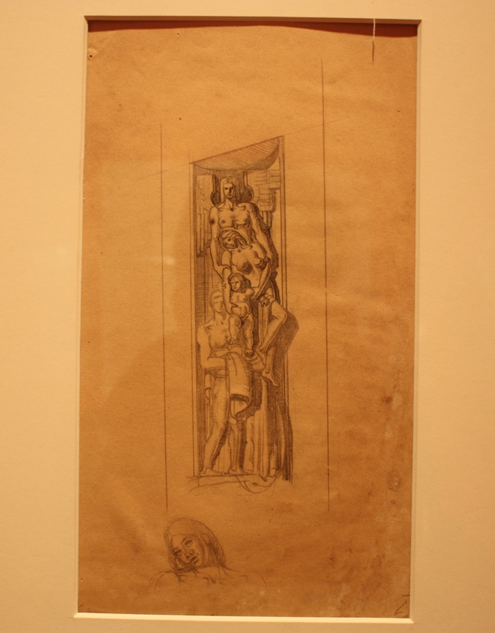 Bozzetto per la tomba della famiglia Tarquini, bozzetto di decorazione scultorea per cappella funebre (disegno preparatorio, opera isolata) di Tarquini Sabatino (attribuito) (secondo quarto XX)