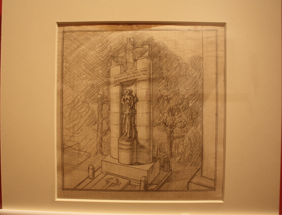 Bozzetto per monumento funebre "La furia del male", studio di monumento funebre (disegno preparatorio, opera isolata) di Tarquini Sabatino (attribuito) (secondo quarto XX)