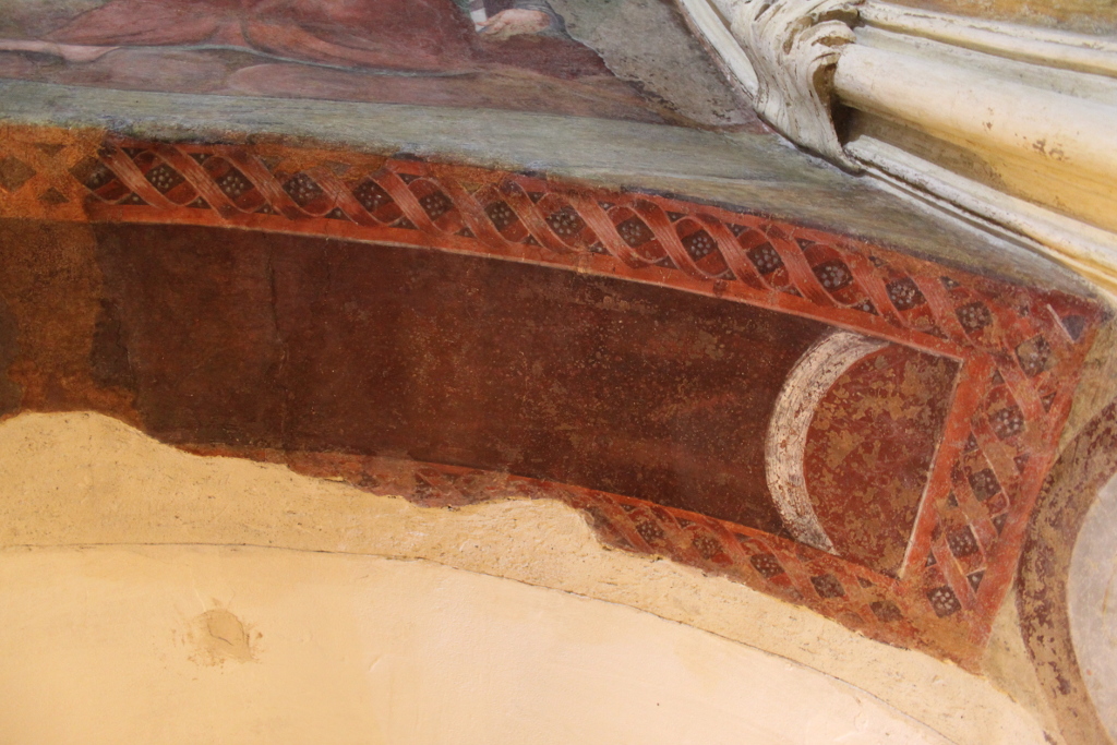 figura di santo, specchiature marmoree, cornice a torciglione (dipinto, complesso decorativo) - ambito abruzzese (seconda metà XVI)
