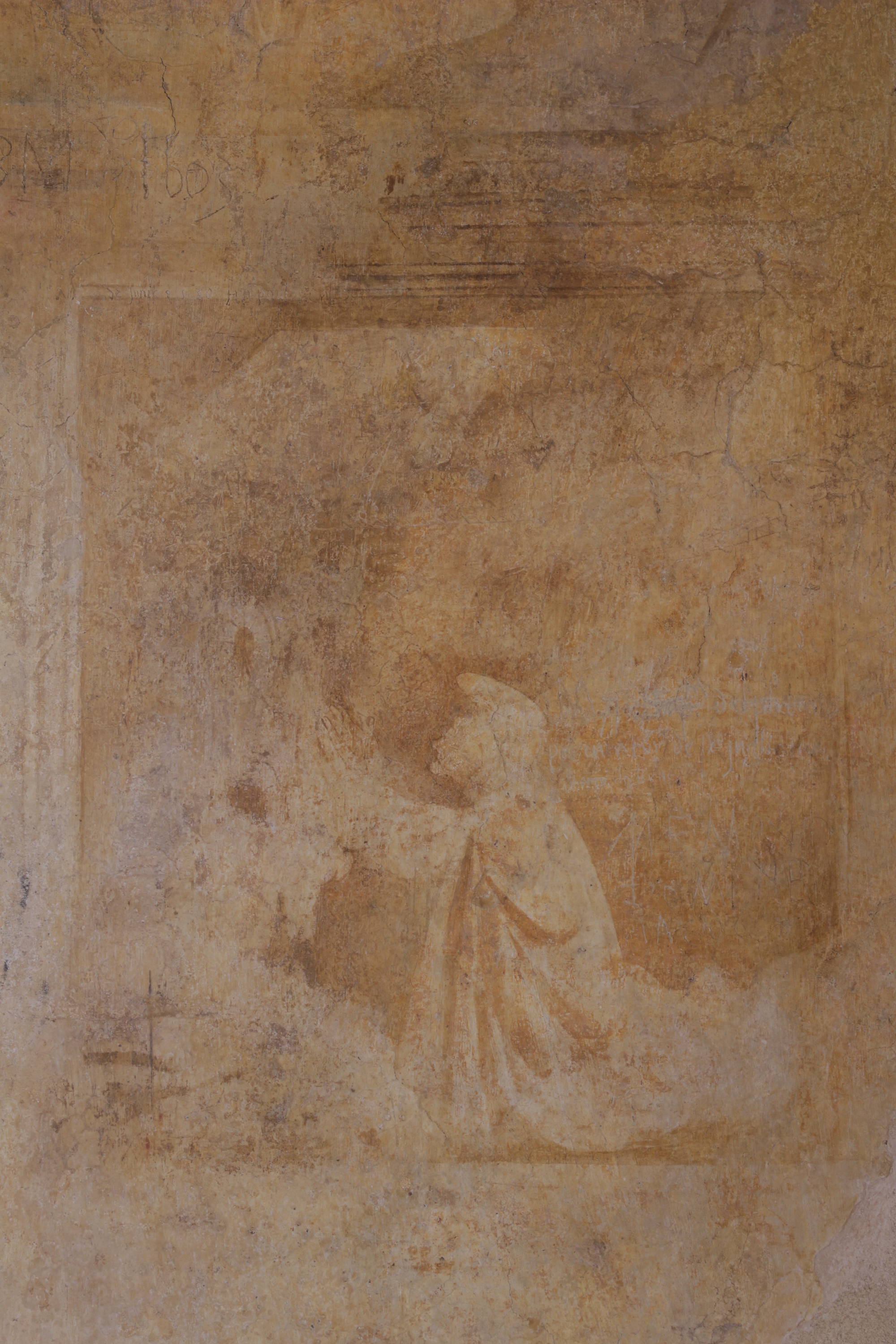 santo inginocchiato, Beato Vincenzo dell'Aquila (?) (dipinto, ciclo) - ambito abruzzese, ambito fiorentino (primo quarto XVI)