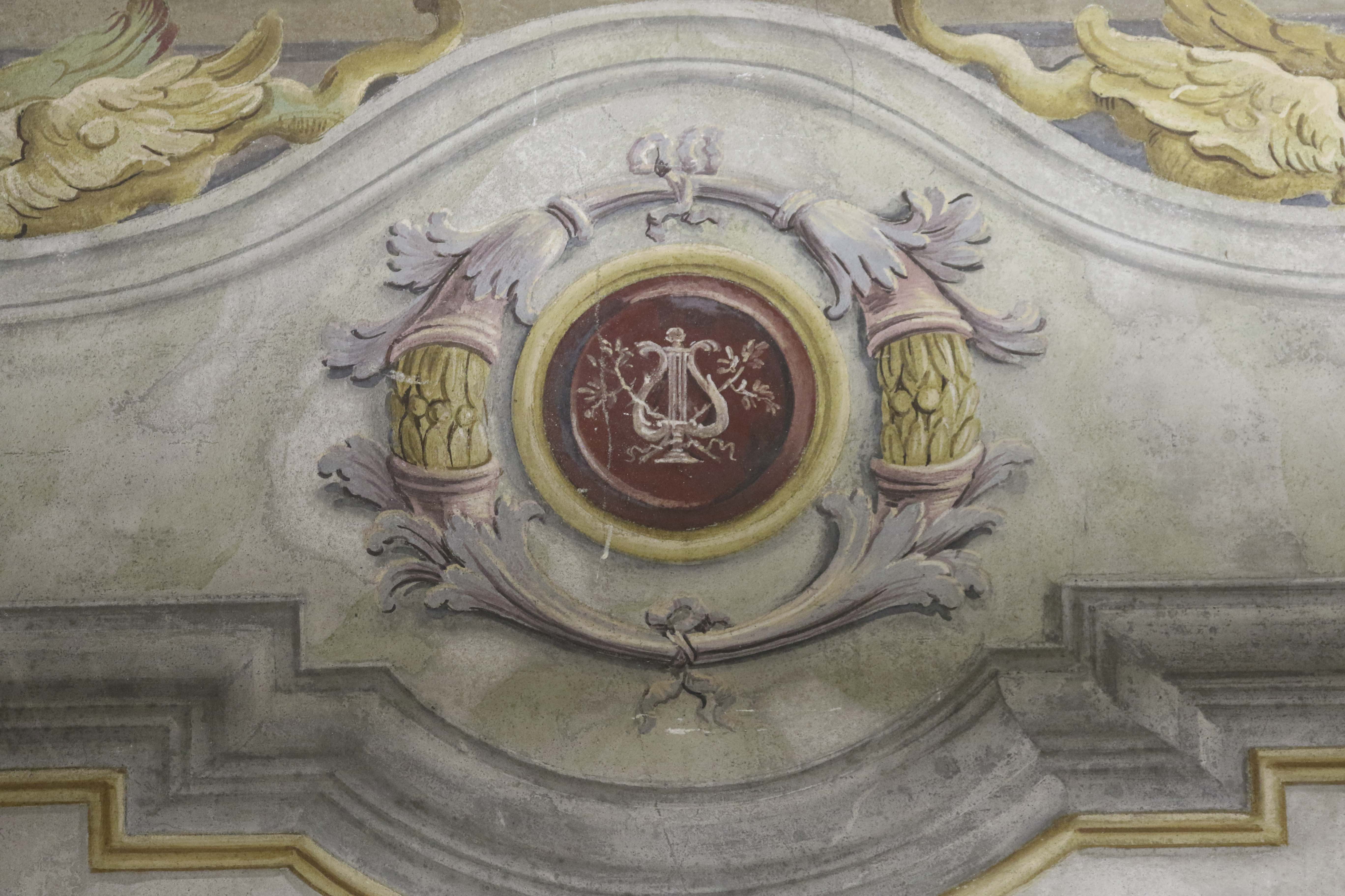 finta specchiatura marmorea con medaglione (dipinto) di Mengardi, Giambattista (attribuito) - ambito veneto (terzo quarto XVIII)