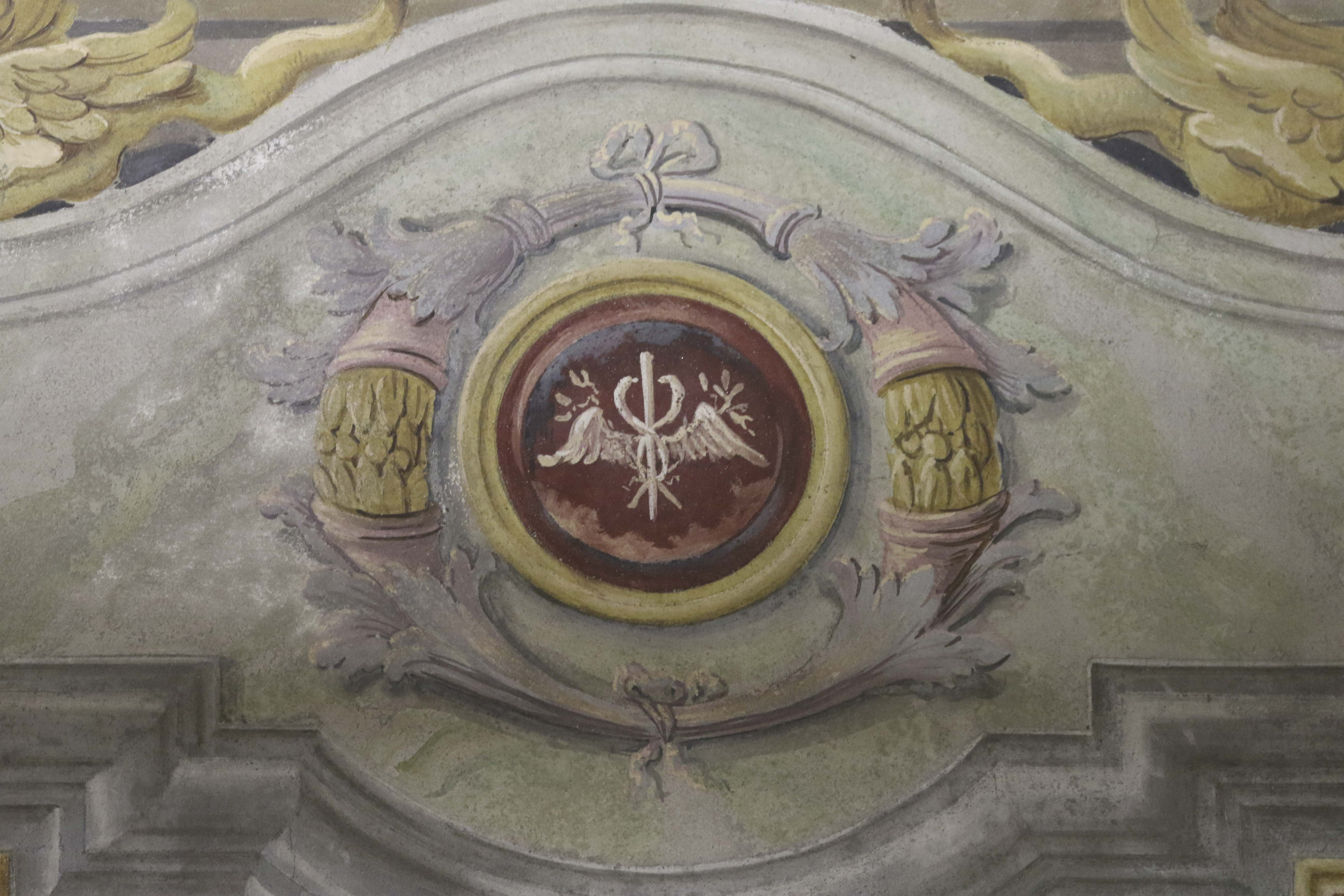 finta specchiatura marmorea con medaglione (dipinto) di Mengardi, Giambattista (attribuito) - ambito veneto (terzo quarto XVIII)