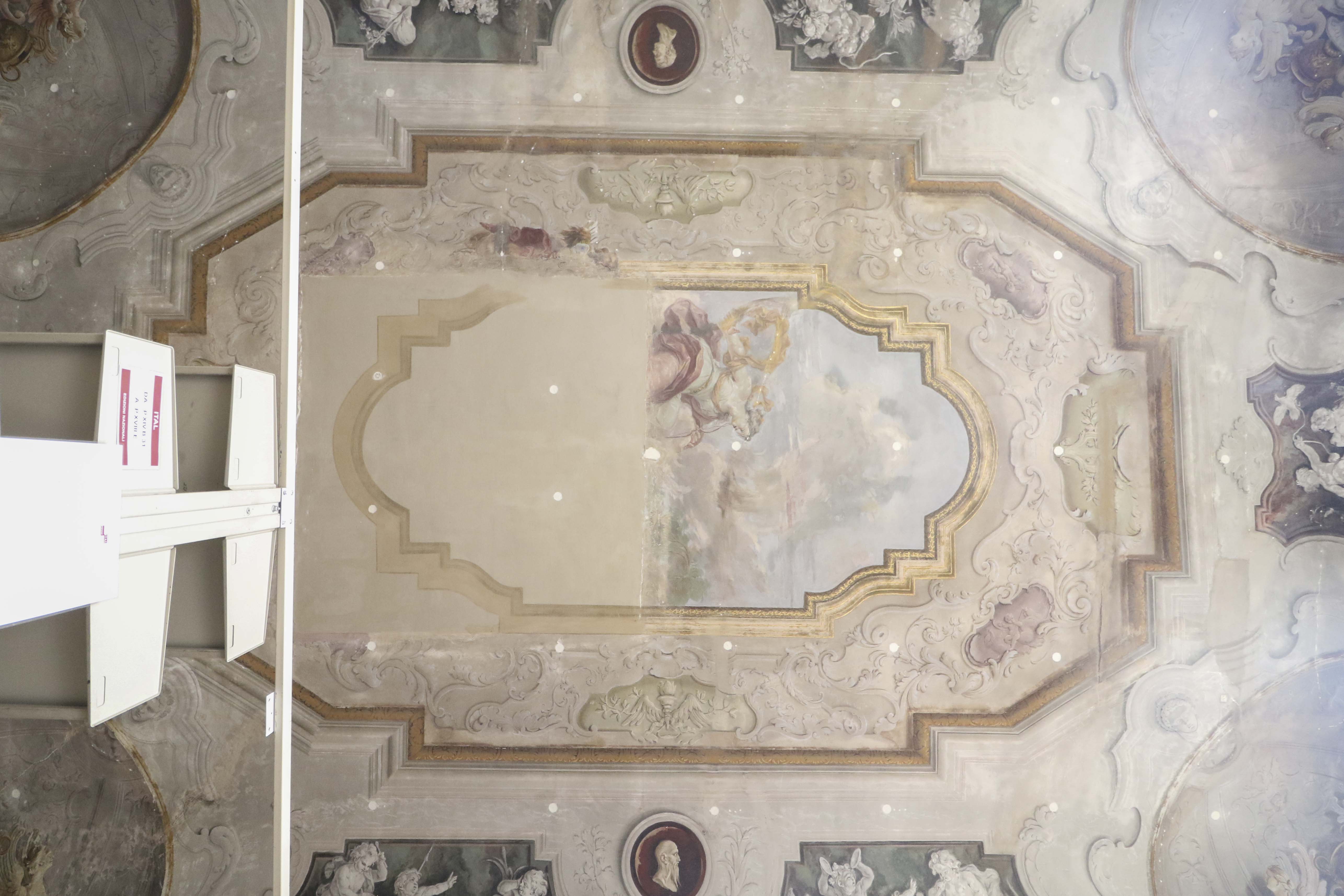 Diana sorprende nel sonno Endimione, Satiri e putti, Testa di uomo, Sfingi (dipinto) di Mengardi, Giambattista (attribuito) (terzo quarto XVIII)