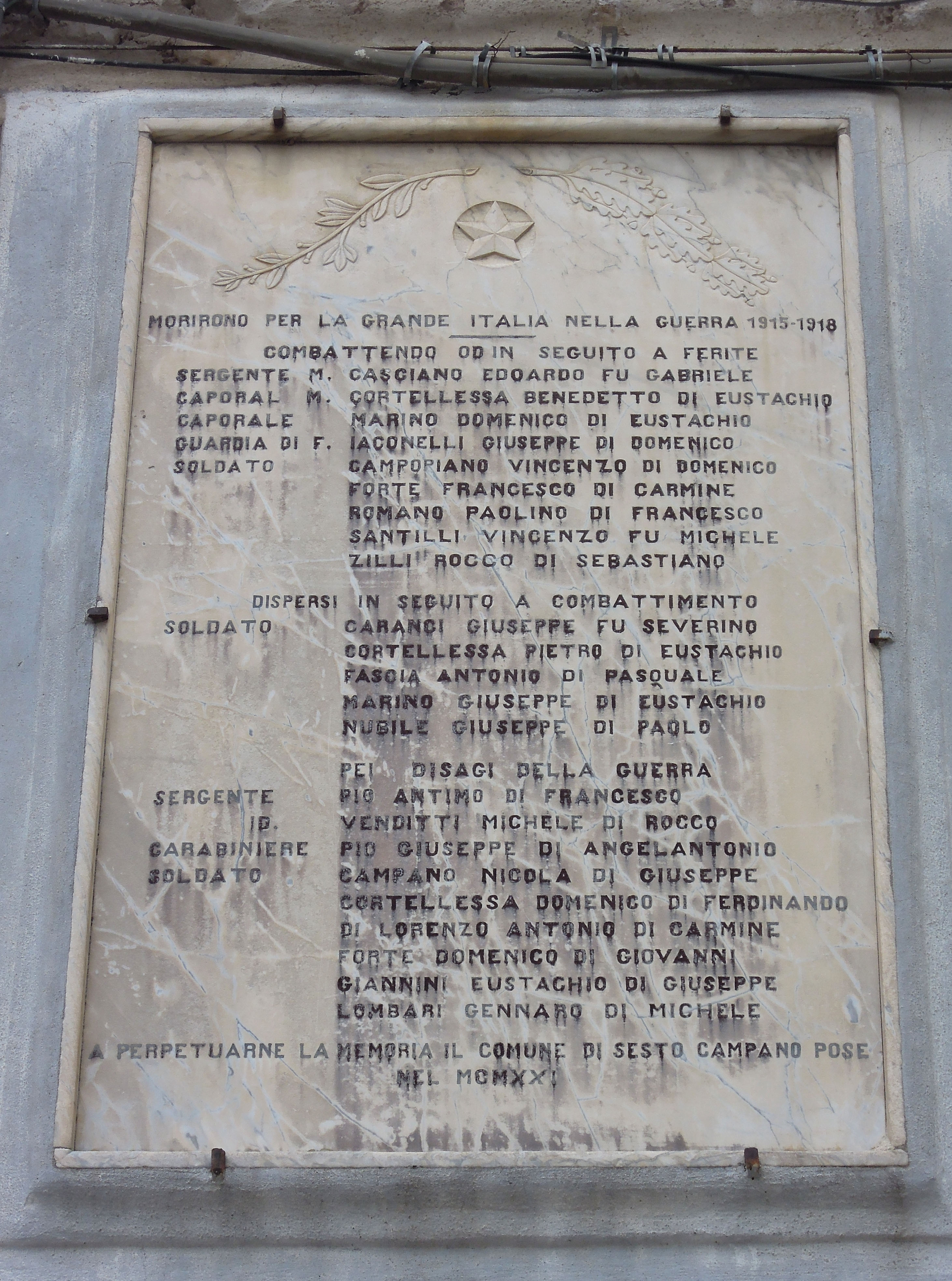 lapide commemorativa ai caduti - bottega molisana (sec. XX)