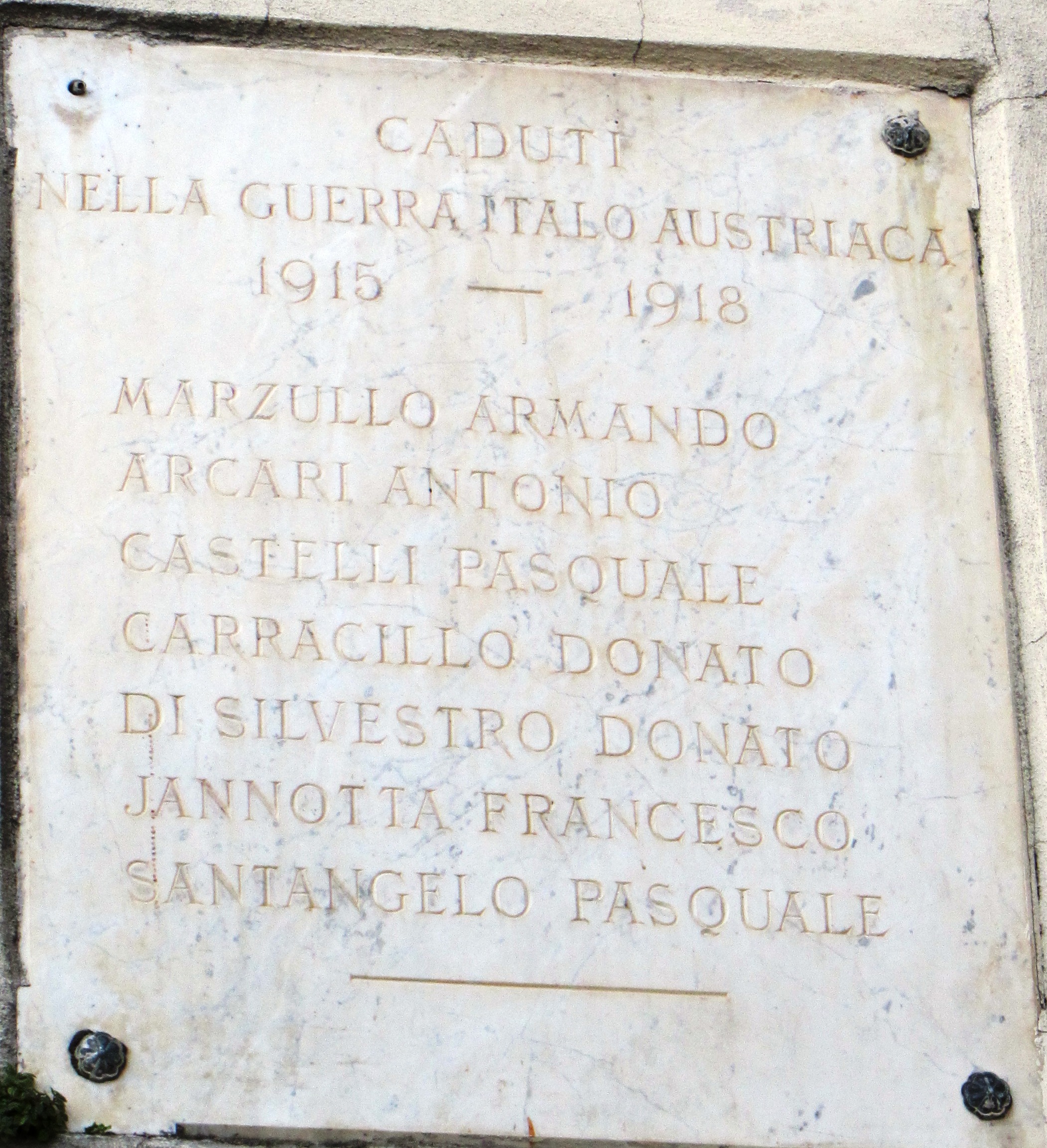 lapide commemorativa ai caduti, opera isolata - bottega italiana (seconda metà sec. XX)