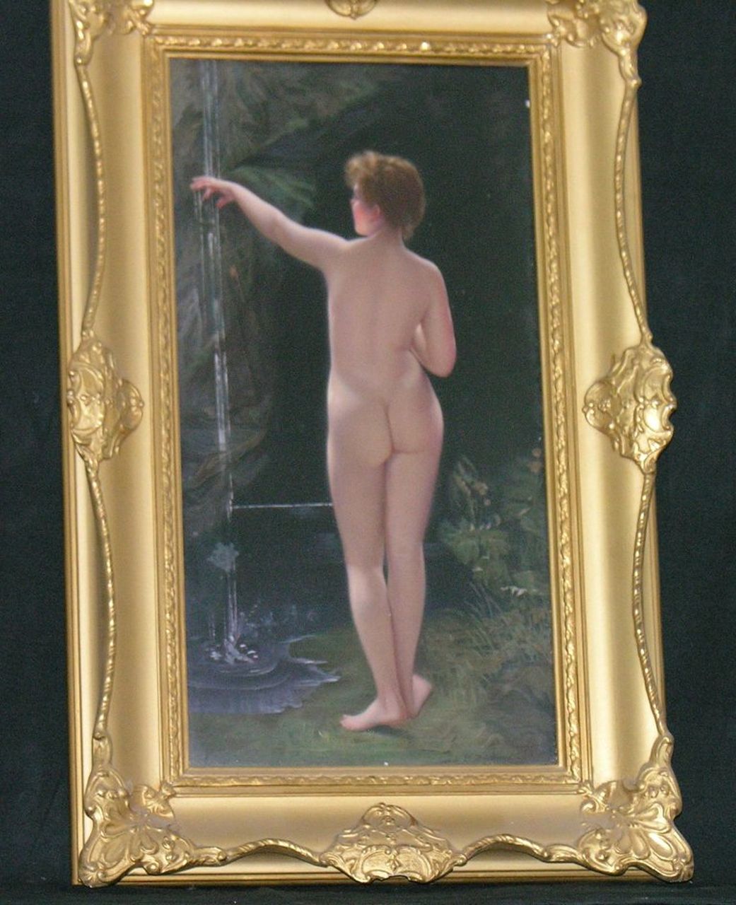 Die Quelle, giovane donna a una fonte (dipinto) di Albert Scherf - manifattura turingia (sec. XX)
