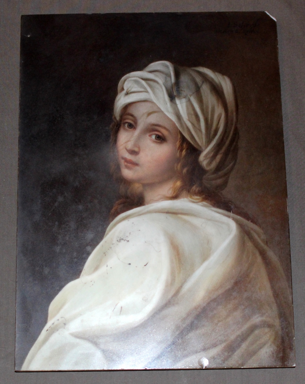 Beatrice Cenci, ritratto di Beatrice Cenci (dipinto) di Scherf Louis, Porzellanfabrik Galluba & Hofmann, Ilmenau (Turingia) - manifattura turingia (sec. XX)