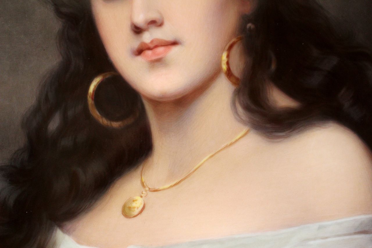 Mädchen aus der Fremde (Mädchen aus der Fremde di Johann Christoph Friedrich von Schiller), ritratto di giovane donna (dipinto) di Scherf Louis - manifattura turingia (sec. XX)