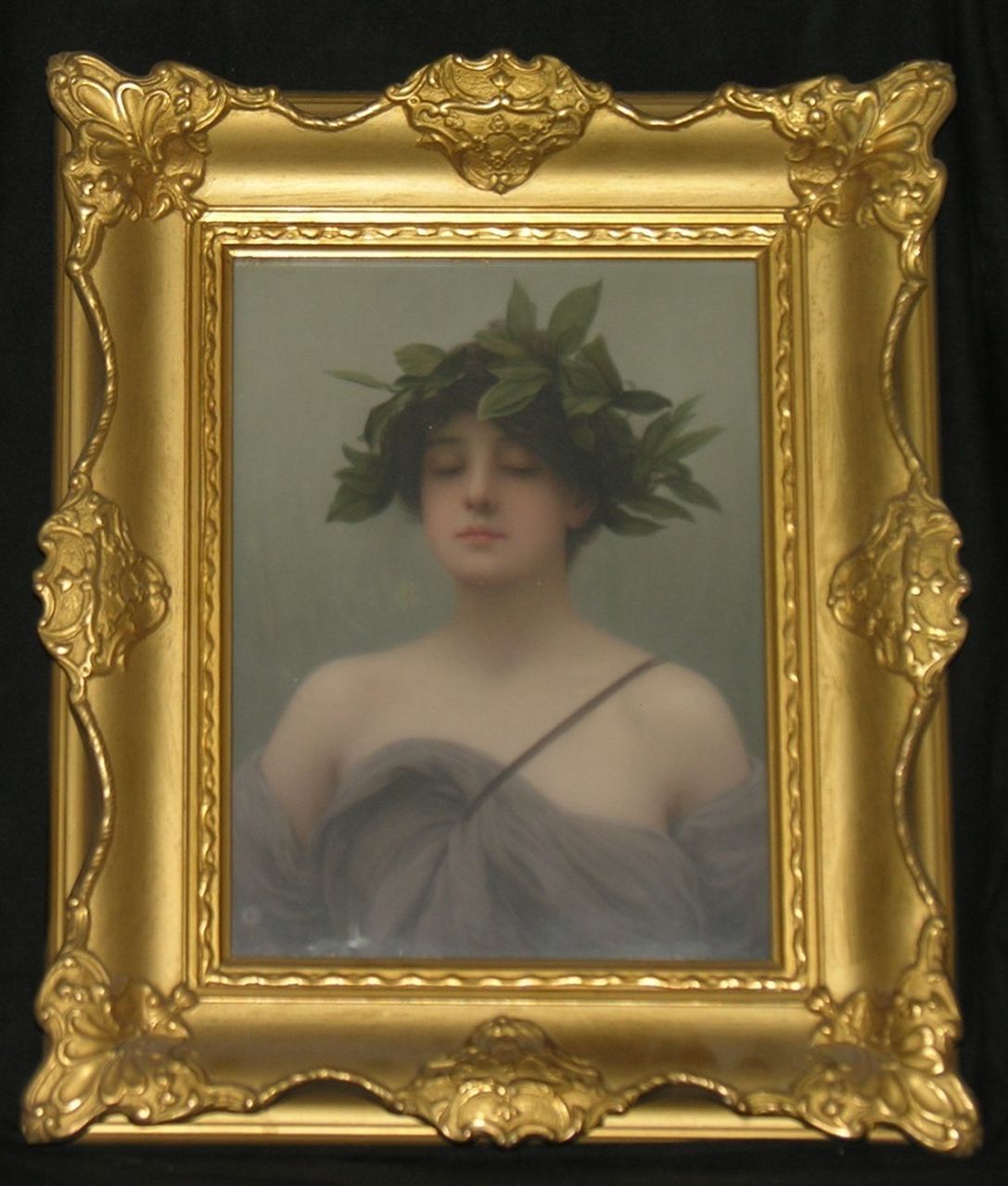 Daphne, giovane donna con corona di lauro (dipinto) di Albert Scherf - manifattura turingia (sec. XX)