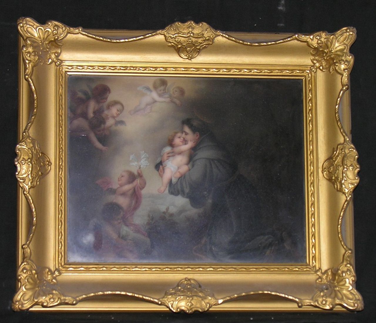 St. Antonius, Sant'Antonio da Padova con Gesù Bambino (dipinto) di Albert Scherf - manifattura turingia (sec. XX)