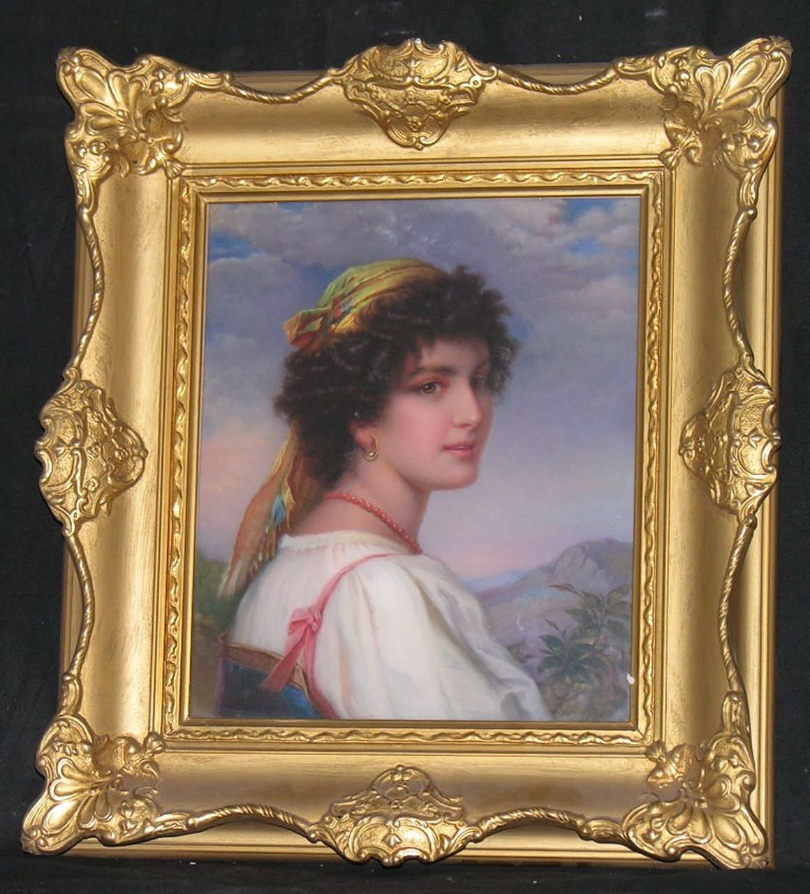 Römerin, ritratto di giovane donna vestita da Ciociara (dipinto) di Meisel Gustav - manifattura turingia (sec. XX)