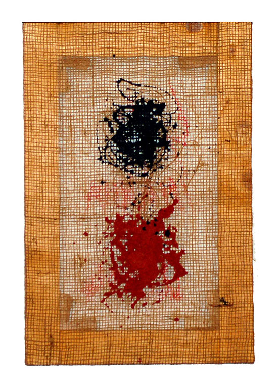 Senza titolo, Terre colorate e fili di juta (quadro) di Emblema, Salvatore (sec. XXI)