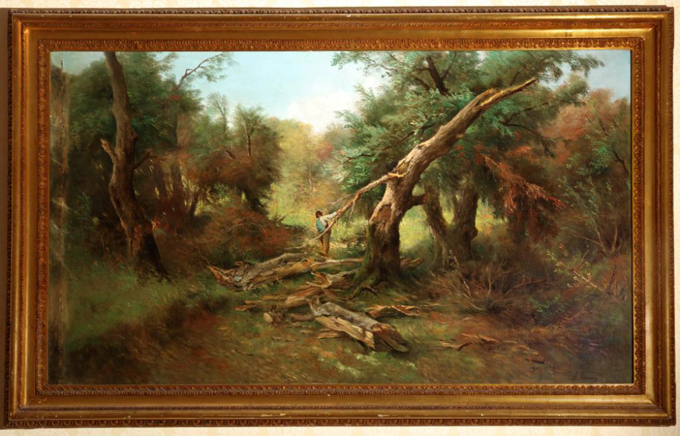 Contadino nel bosco, Paesaggio (dipinto) di Capuano Francesco (XIX - XX)