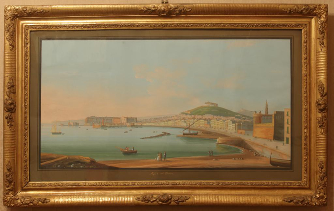 Napoli dal Carmine, Veduta di Napoli (dipinto) di Fergola Luigi - ambito napoletano (XIX)