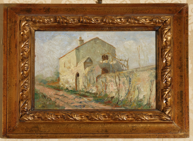 Masseria, Paesaggio rurale (dipinto) di Bianchi Damaso (attribuito) (XX)