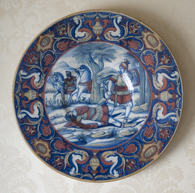 Morte di Caracalla, Morte di Caracalla (piatto da parata) di Rubboli Paolo (officina) - Manifattura Gualdo Tadino (XX)