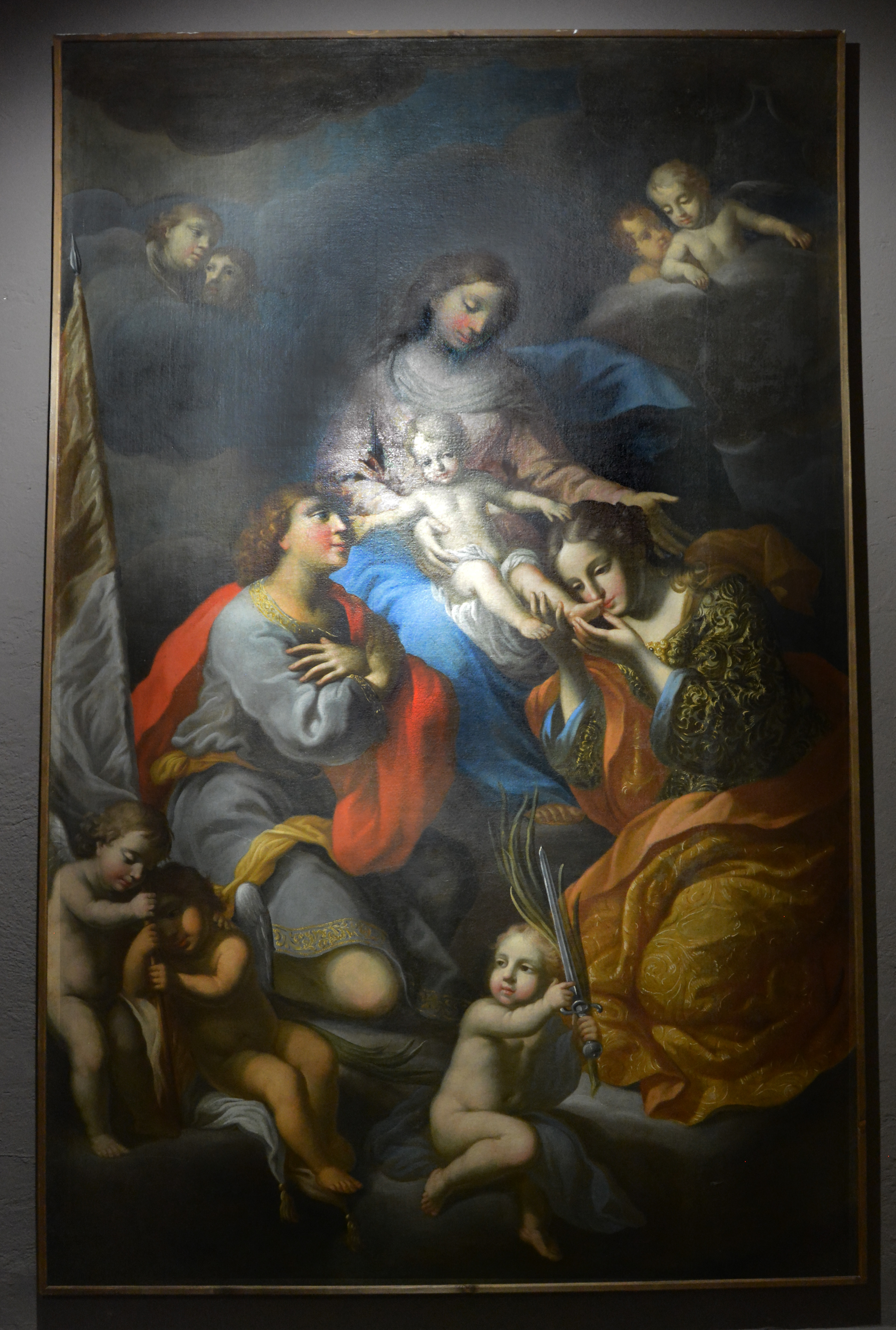 Madonna in Gloria con Gesù Bambino e Santi (dipinto, opera isolata) di Marini Paolo (attribuito) (XVII)