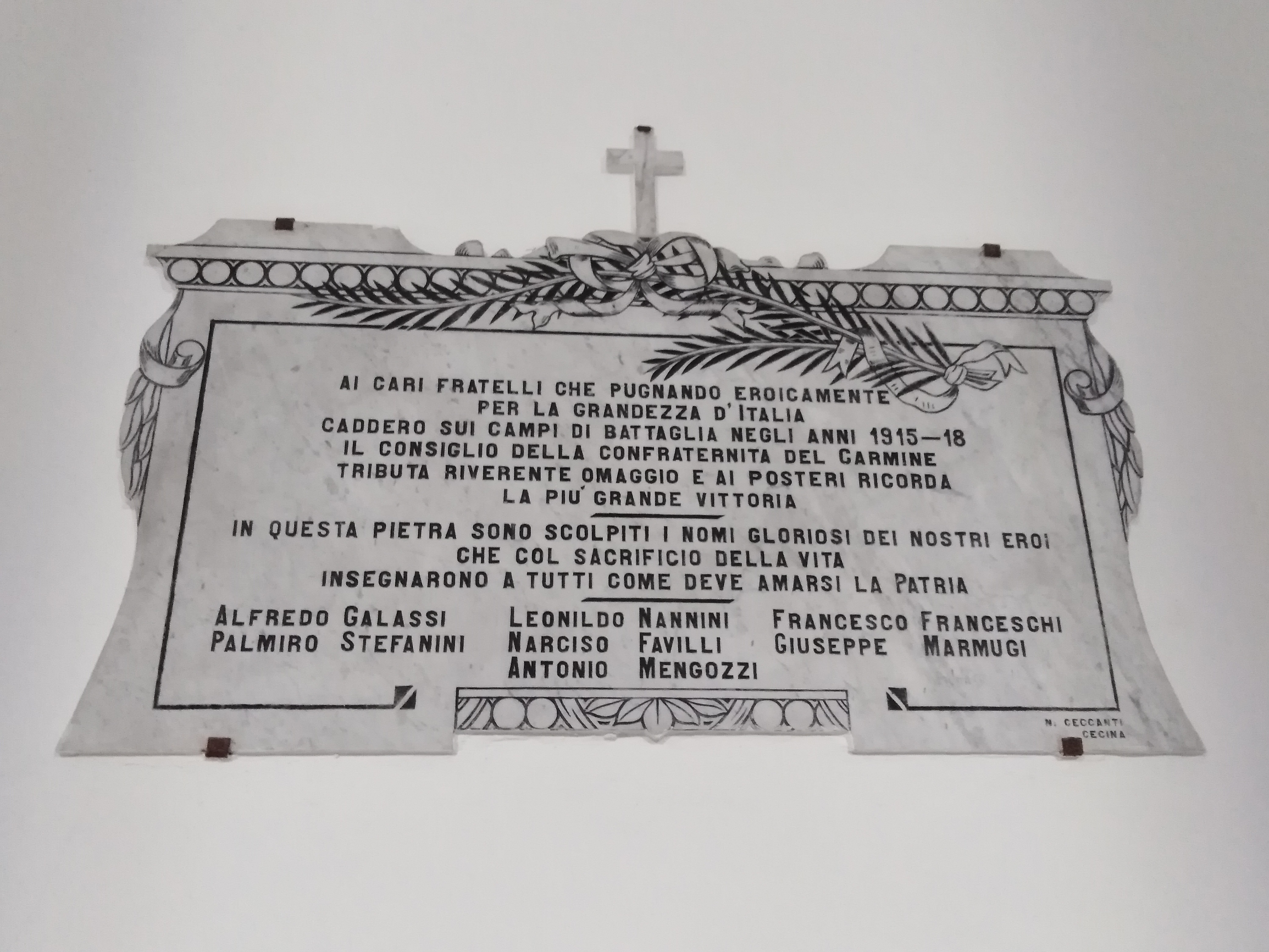 lapide commemorativa ai caduti - ambito toscano (prima metà sec. XX)