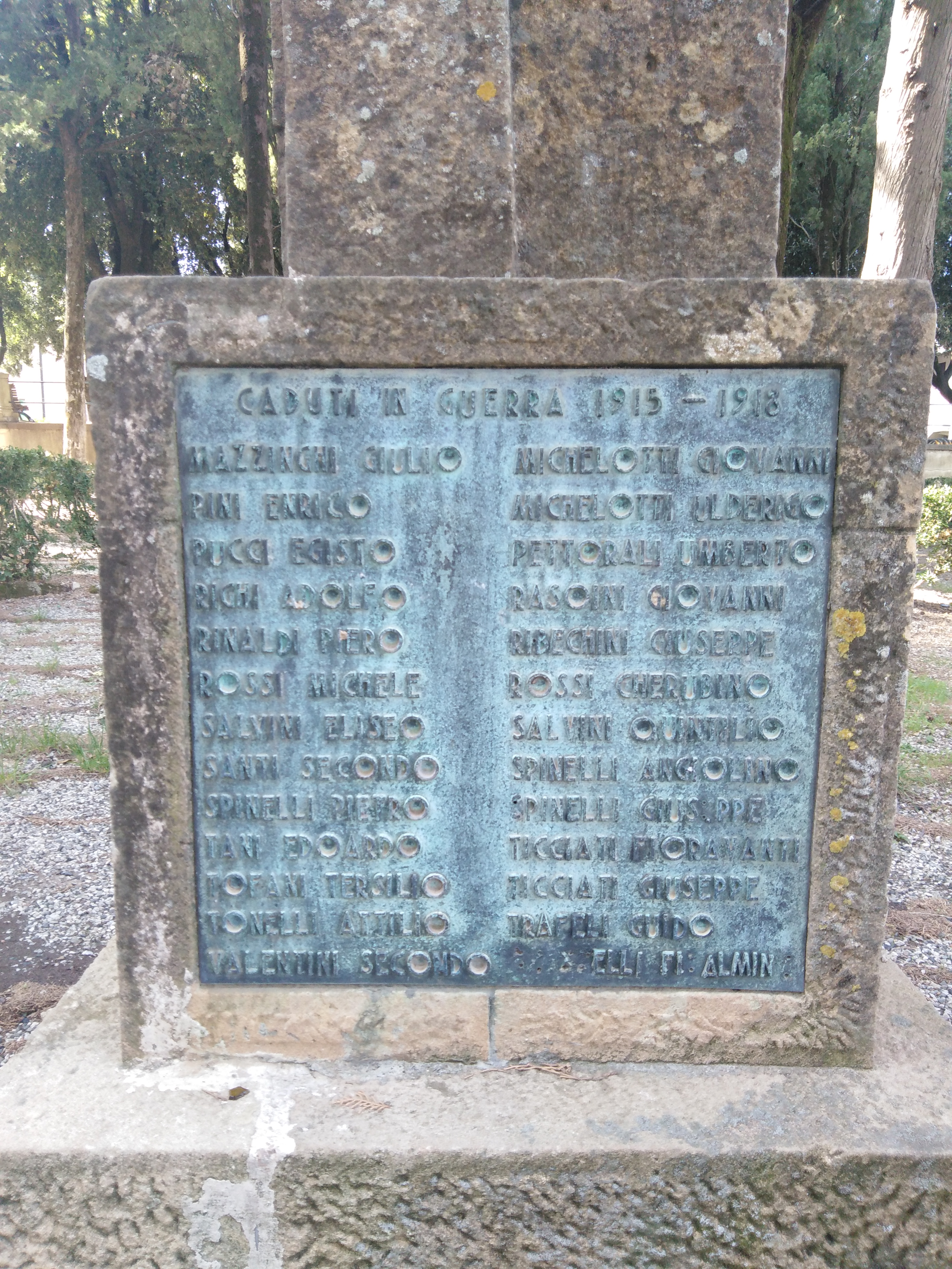 monumento ai caduti - a cippo - ambito toscano (prima metà sec. XX)