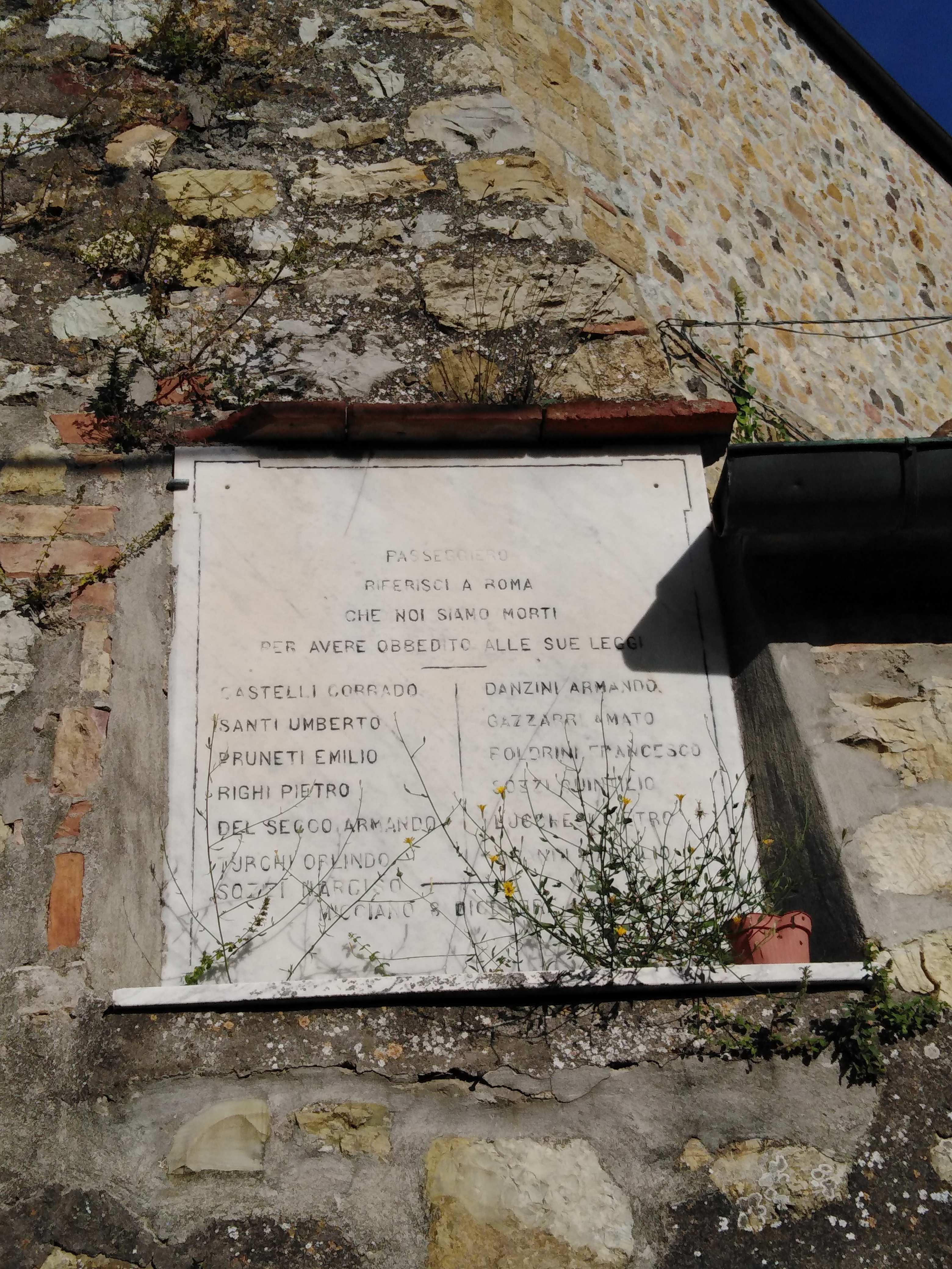 lapide commemorativa ai caduti - ambito toscano (prima metà sec. XX)