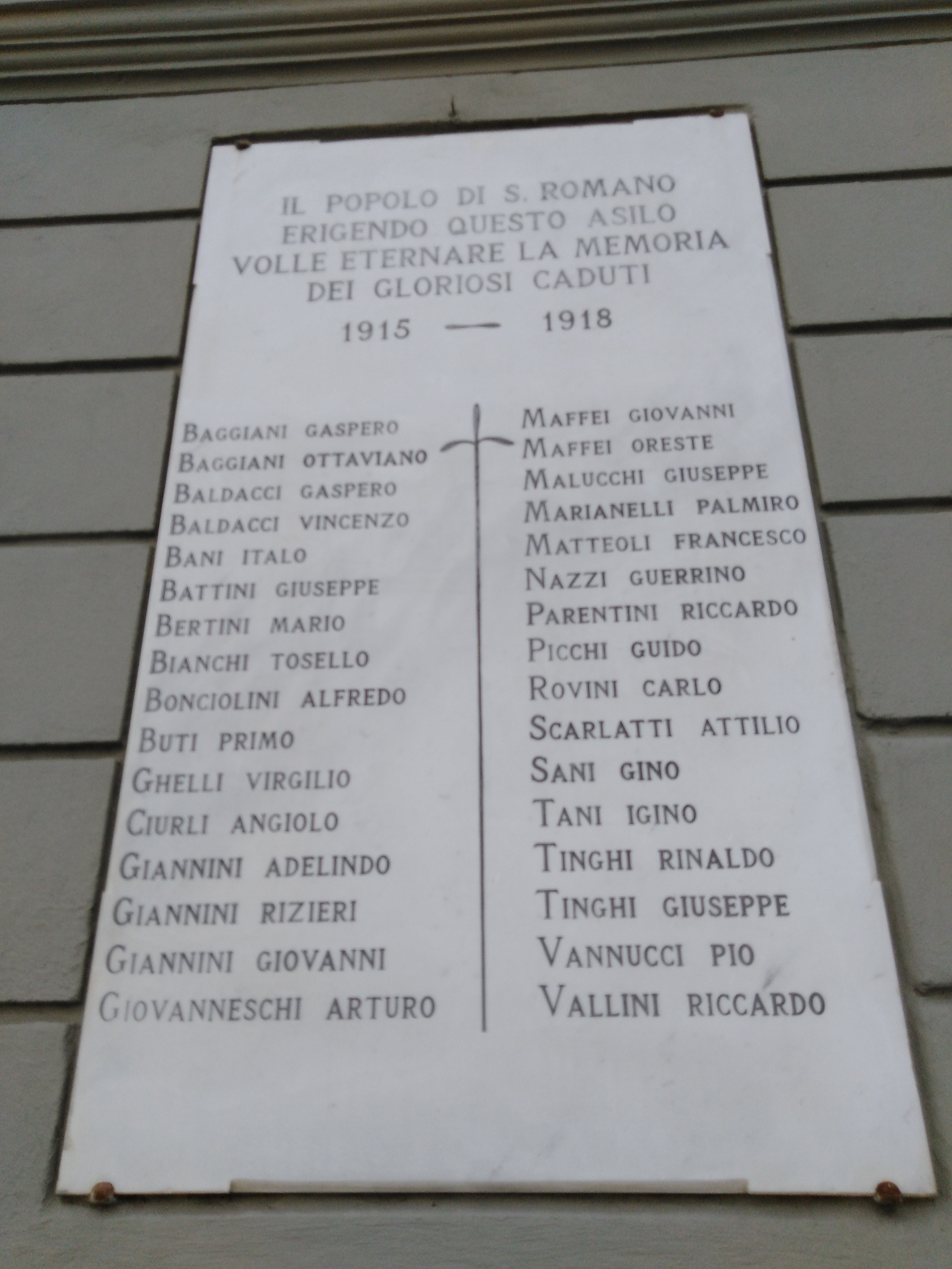 lapide commemorativa ai caduti - ambito toscano (prima metà sec. XX)