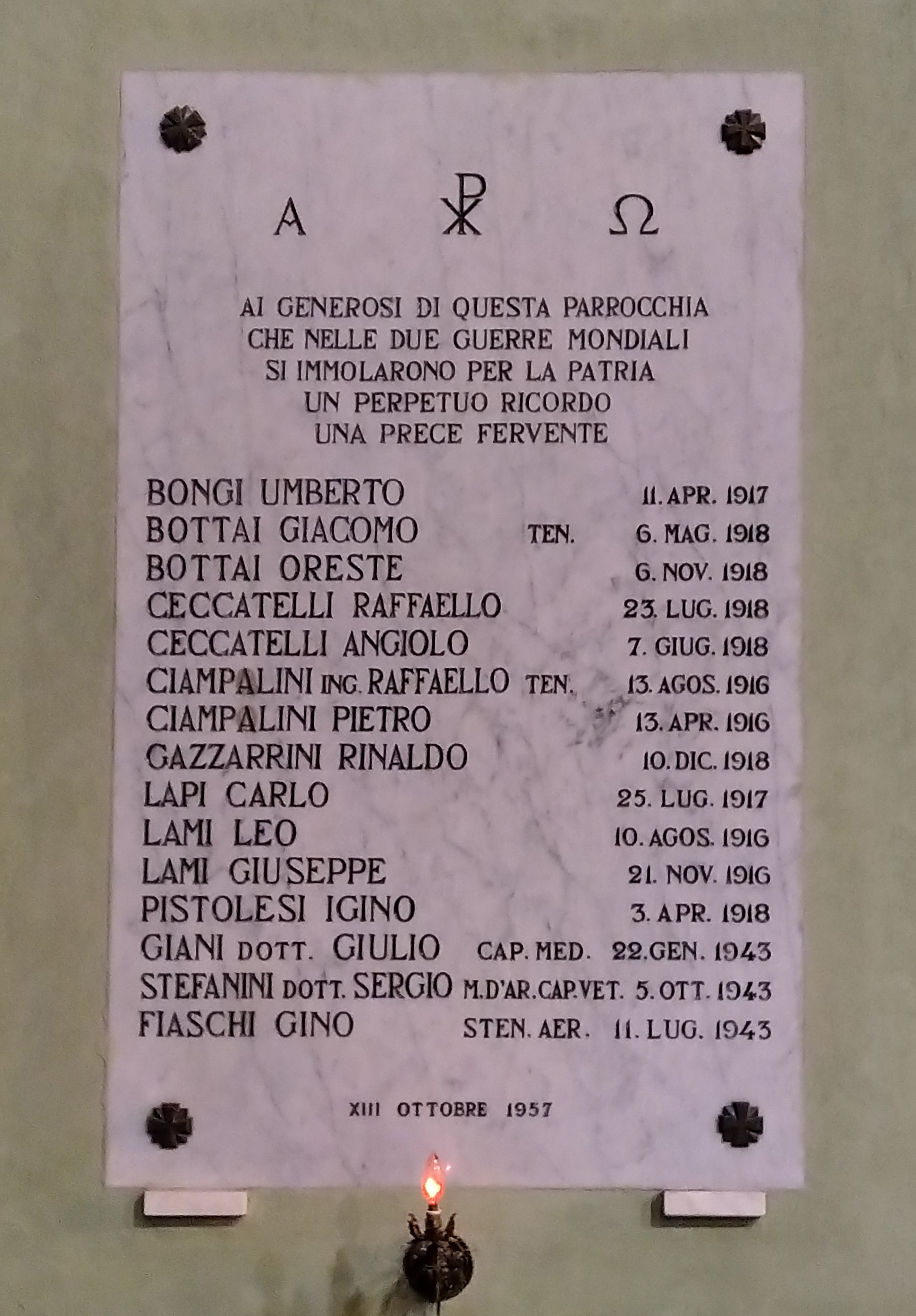 lapide commemorativa ai caduti - ambito toscano (prima metà sec. XX)