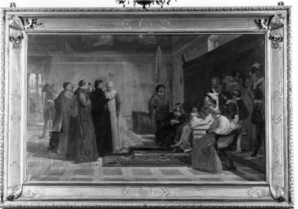 incontro fra Carlo VIII di Francia con gli ambasciatori fiorentini (dipinto) di Ferroni Egisto (sec. XIX)