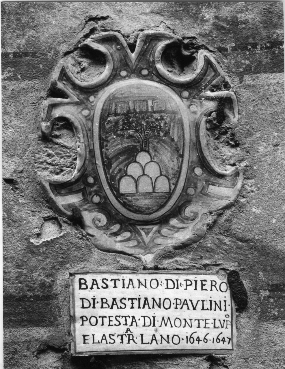 stemma gentilizio della famiglia Paulini (rilievo) - manifattura toscana (sec. XVII)